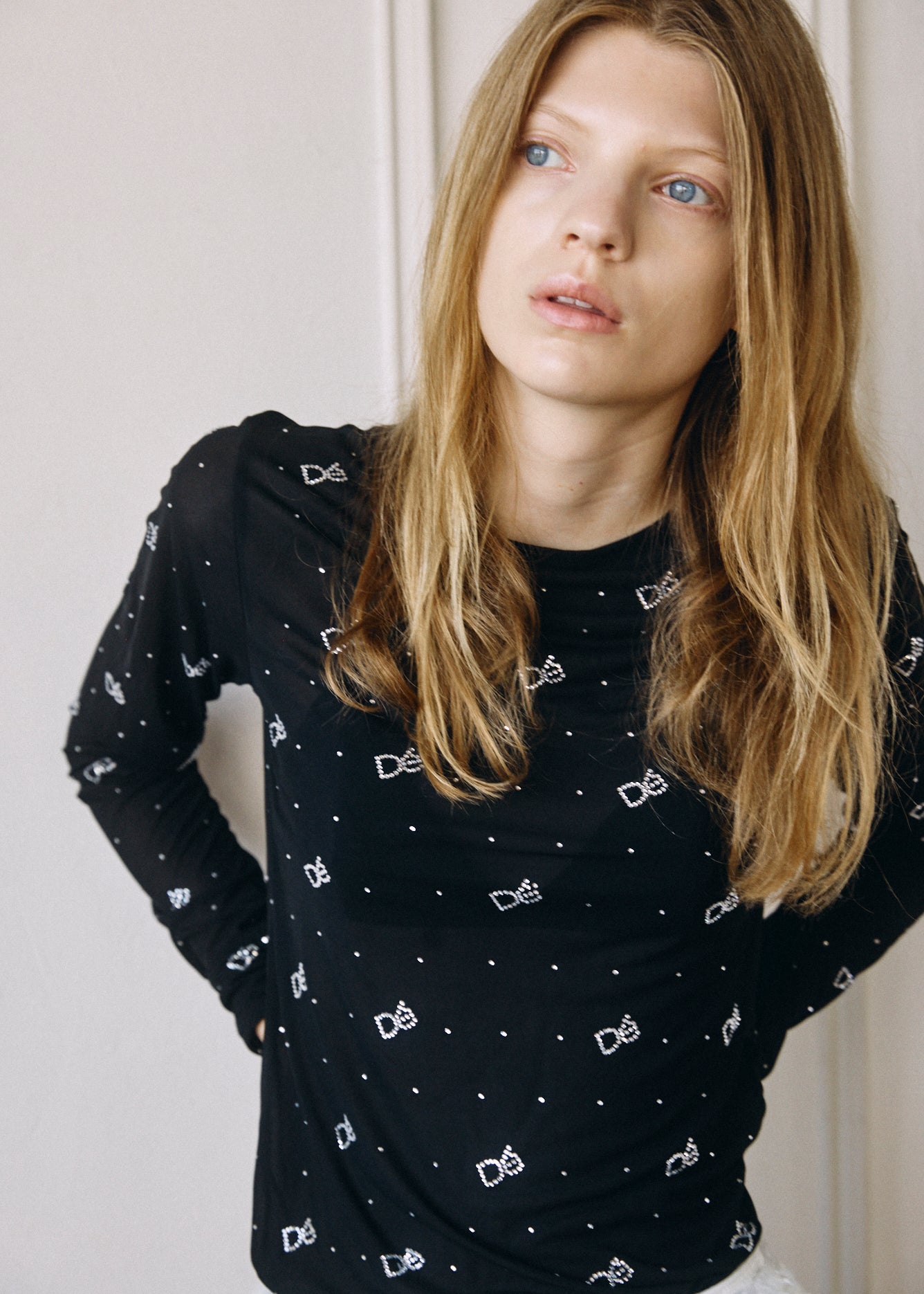 【予約商品】Crystal Logo Sheer Top