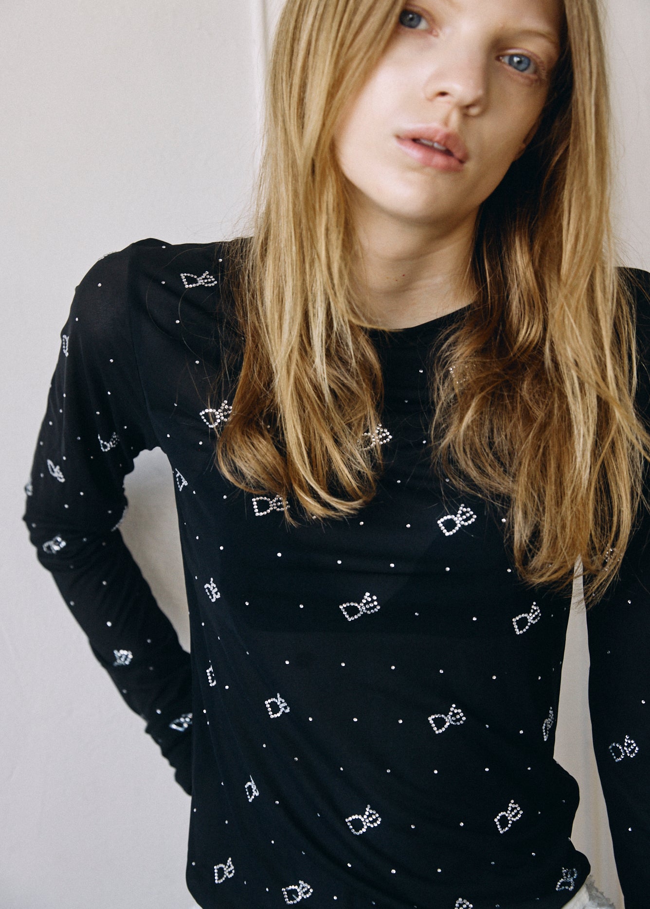 【予約商品】Crystal Logo Sheer Top