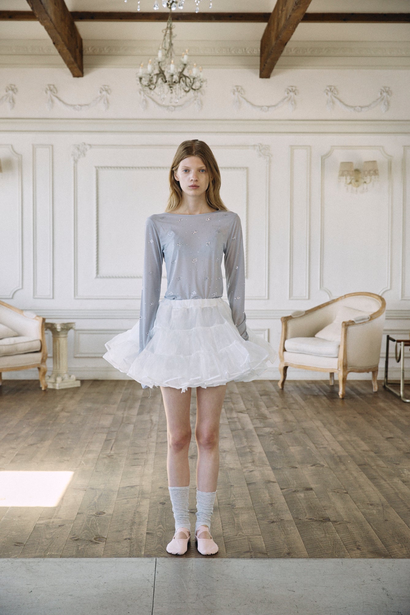【予約商品】Crystal Logo Sheer Top