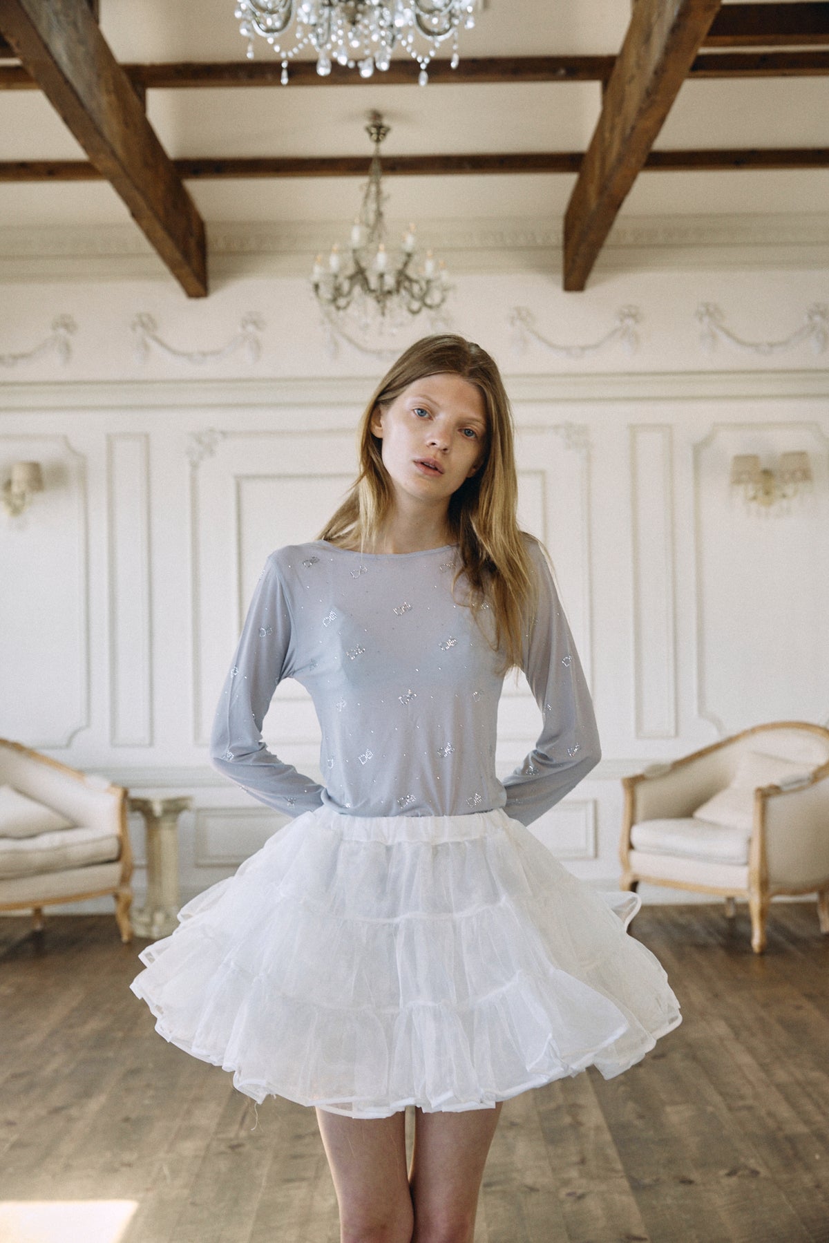 【予約商品】Crystal Logo Sheer Top