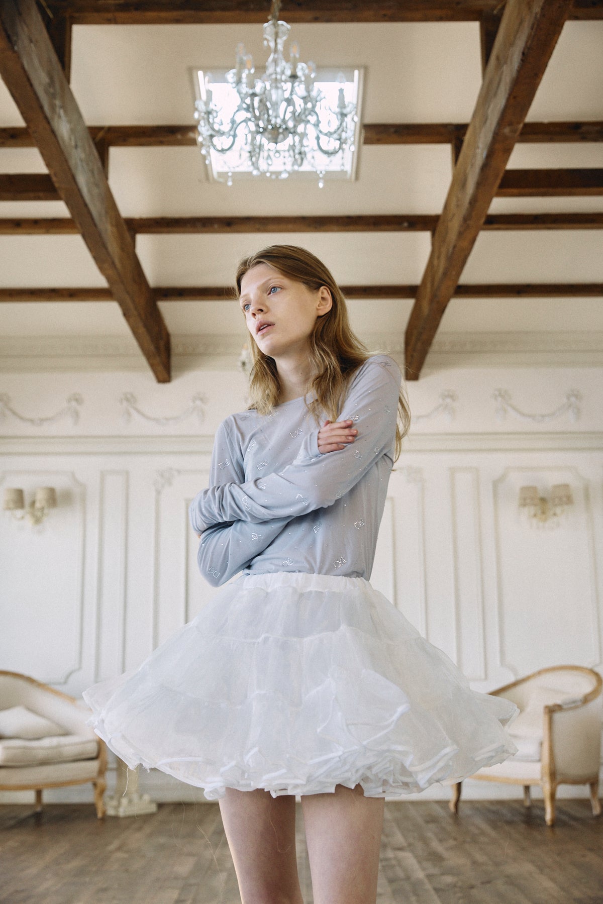 【予約商品】Crystal Logo Sheer Top
