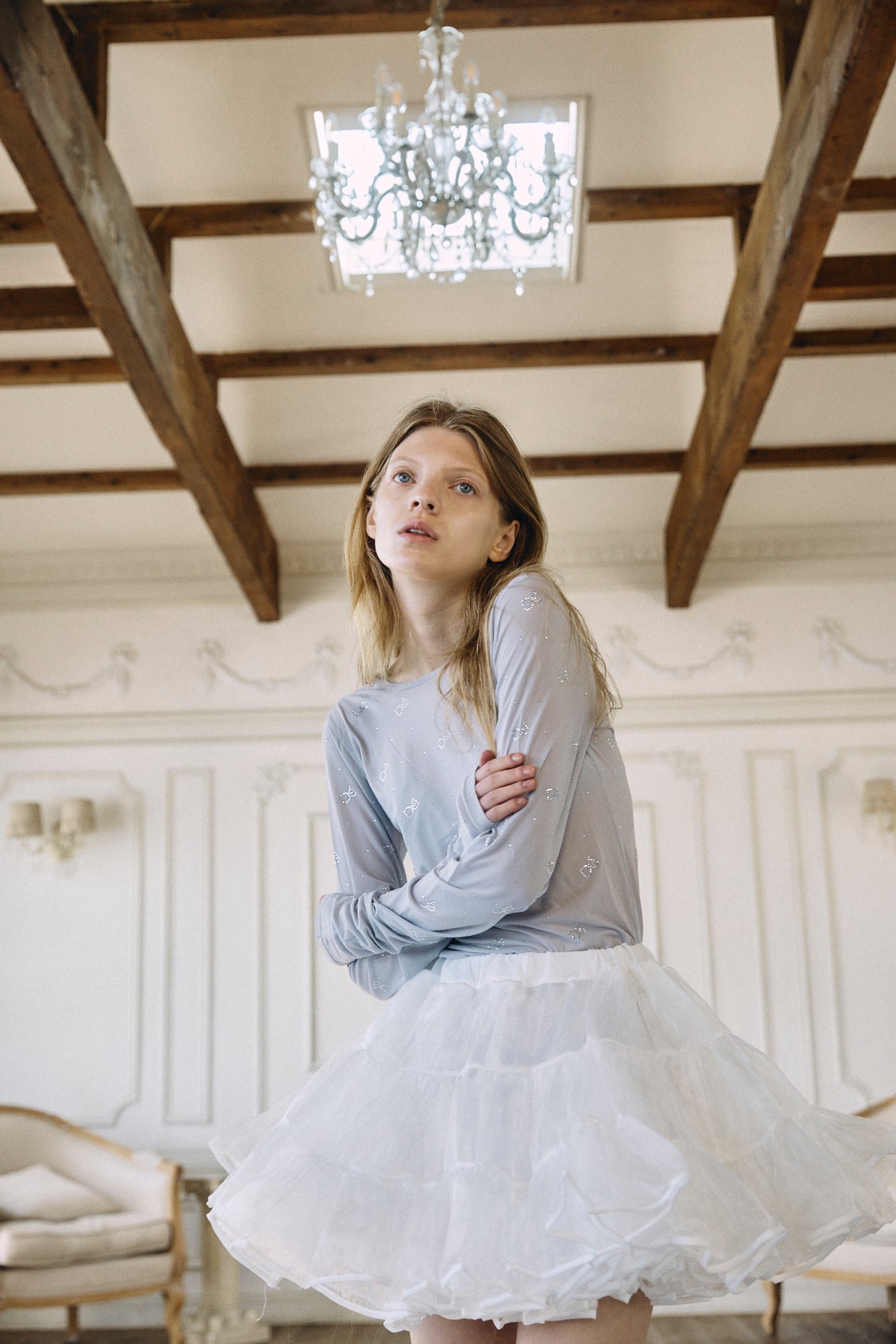 【予約商品】Crystal Logo Sheer Top