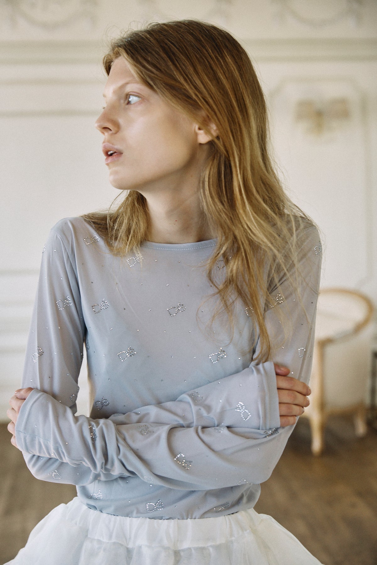 【予約商品】Crystal Logo Sheer Top