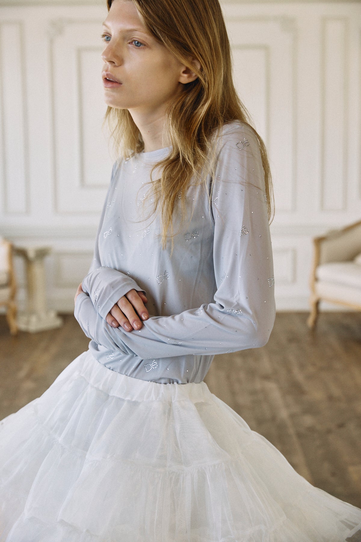 【予約商品】Crystal Logo Sheer Top