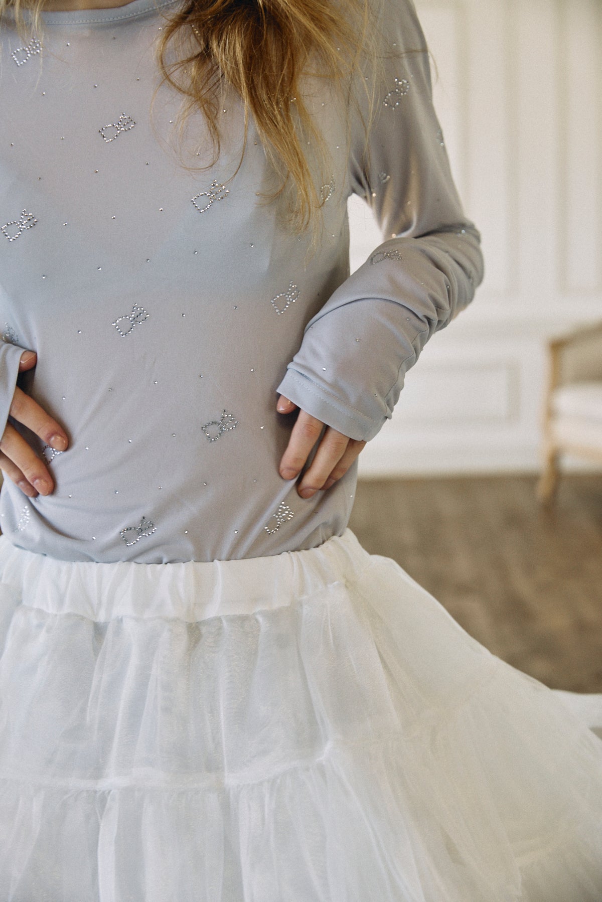 【予約商品】Crystal Logo Sheer Top
