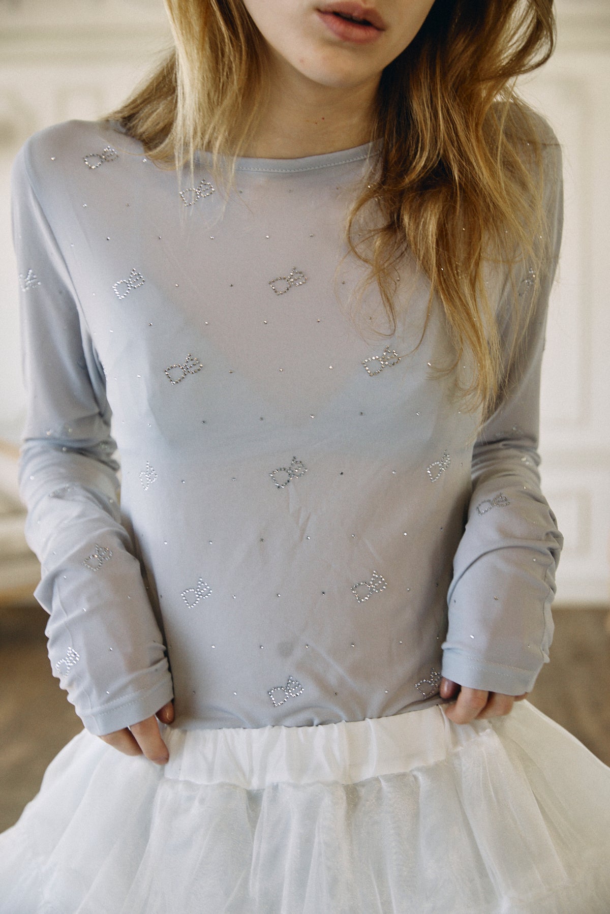 【予約商品】Crystal Logo Sheer Top