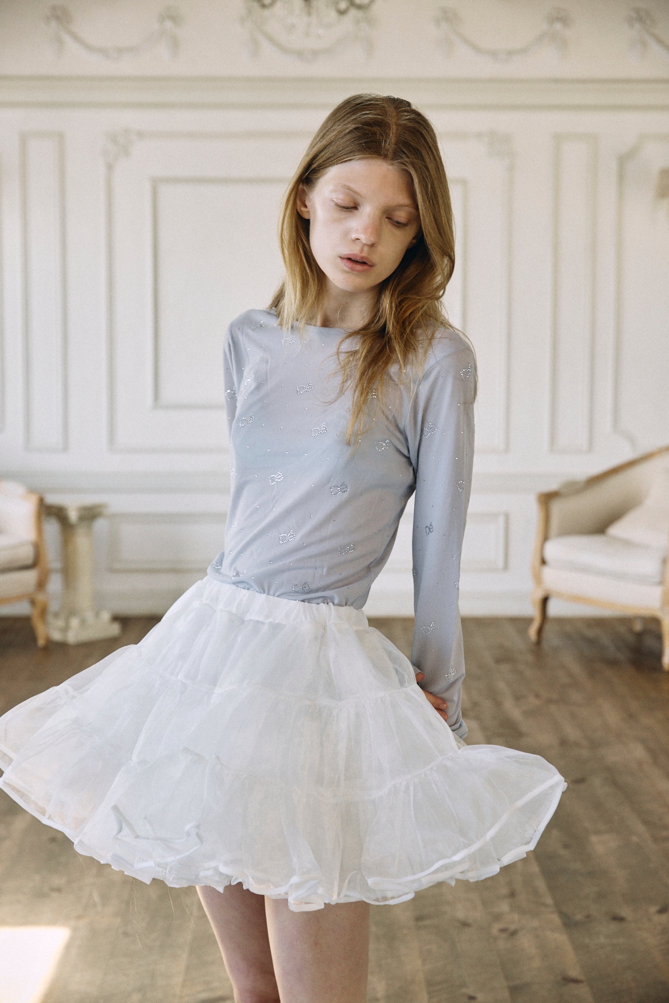 【予約商品】Crystal Logo Sheer Top