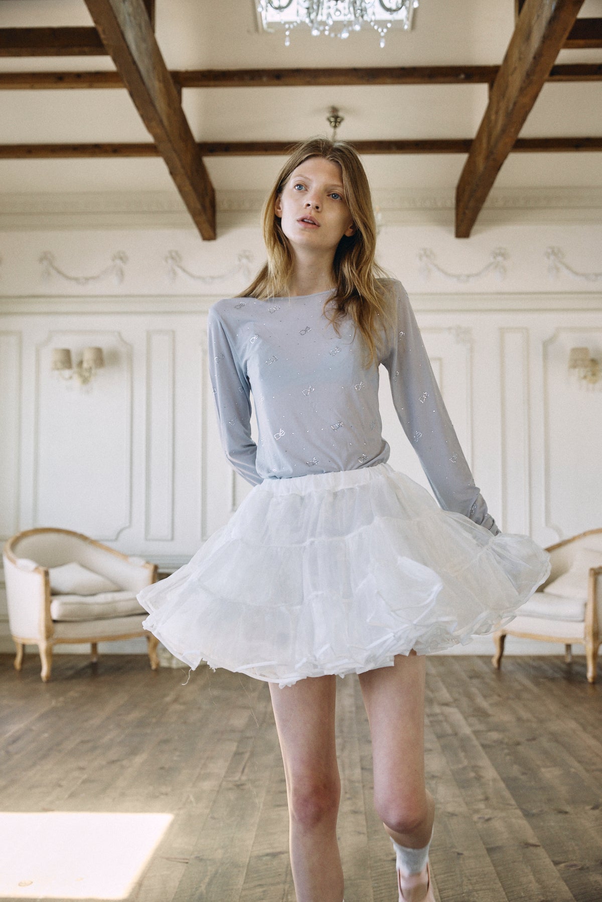 【予約商品】Crystal Logo Sheer Top