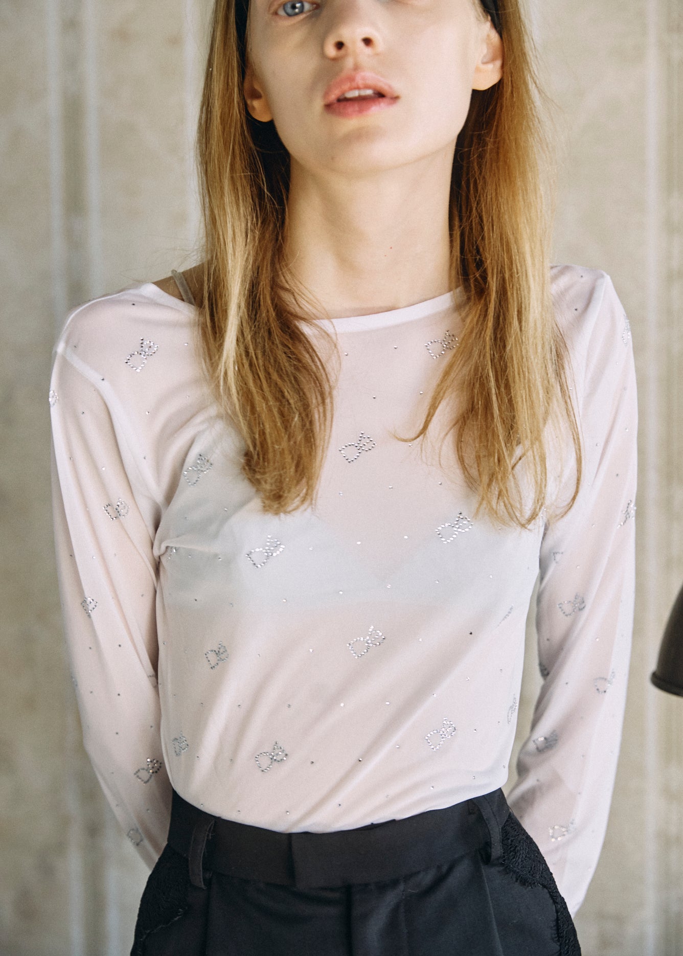 【予約商品】Crystal Logo Sheer Top