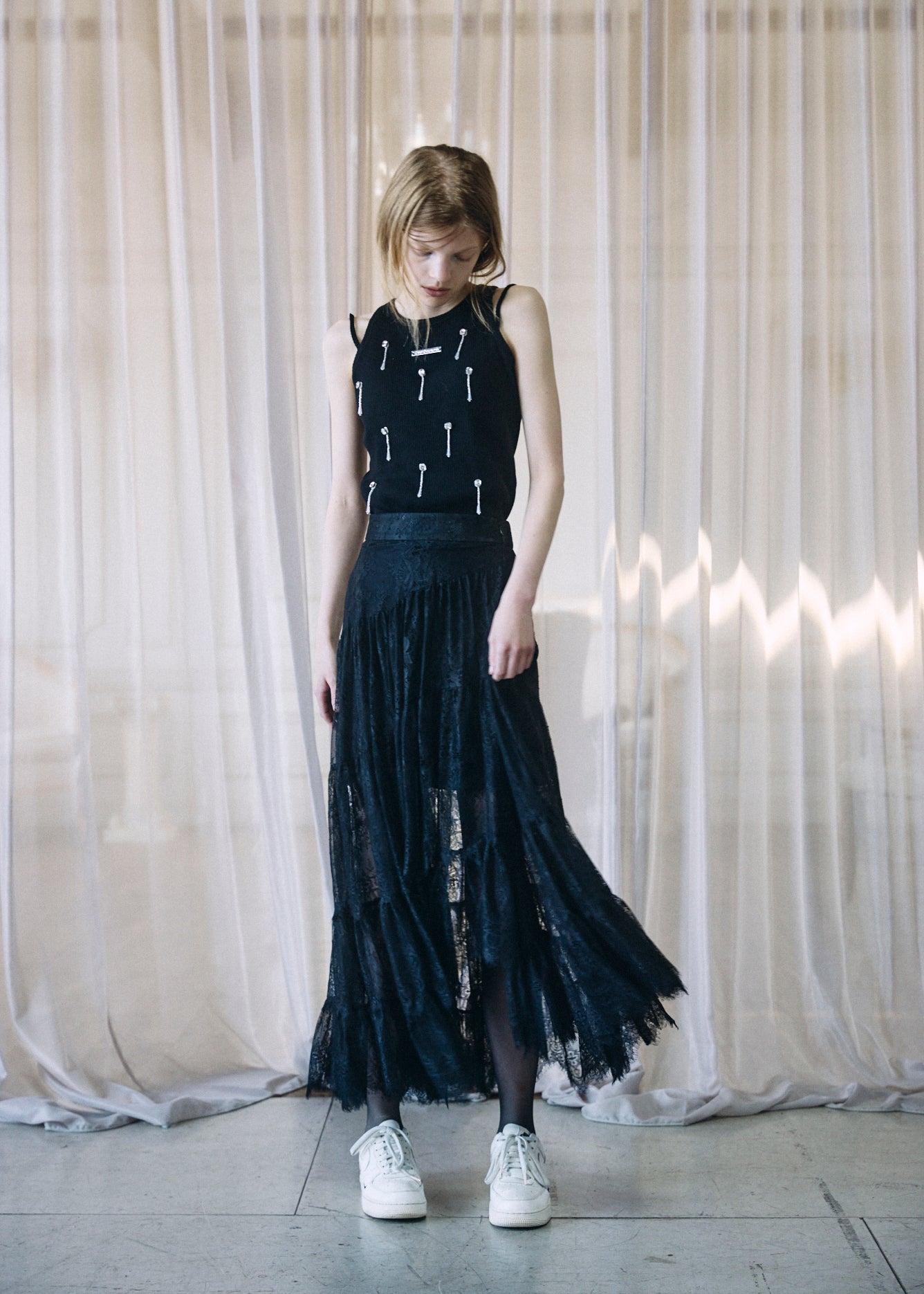 Asymmetric Lace Skirt
