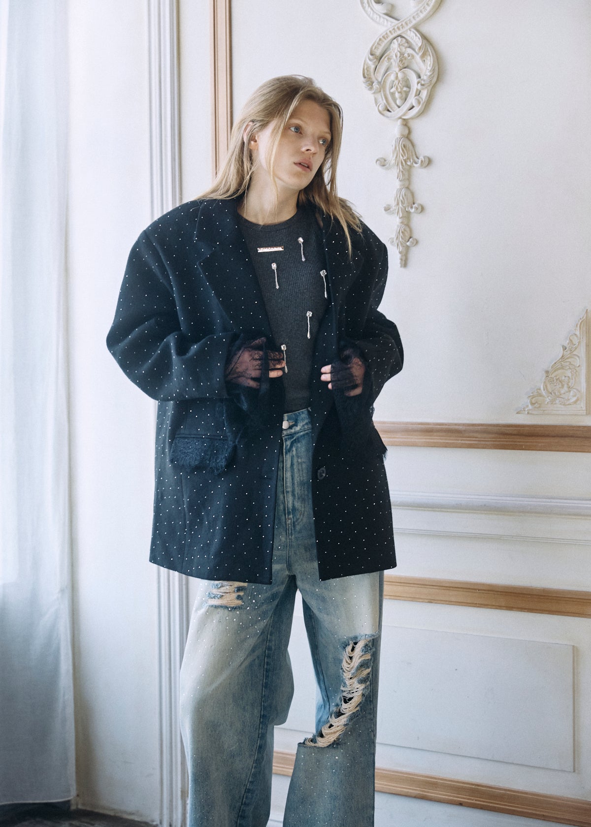 【予約商品】2WAY Bijou Lace Jacket