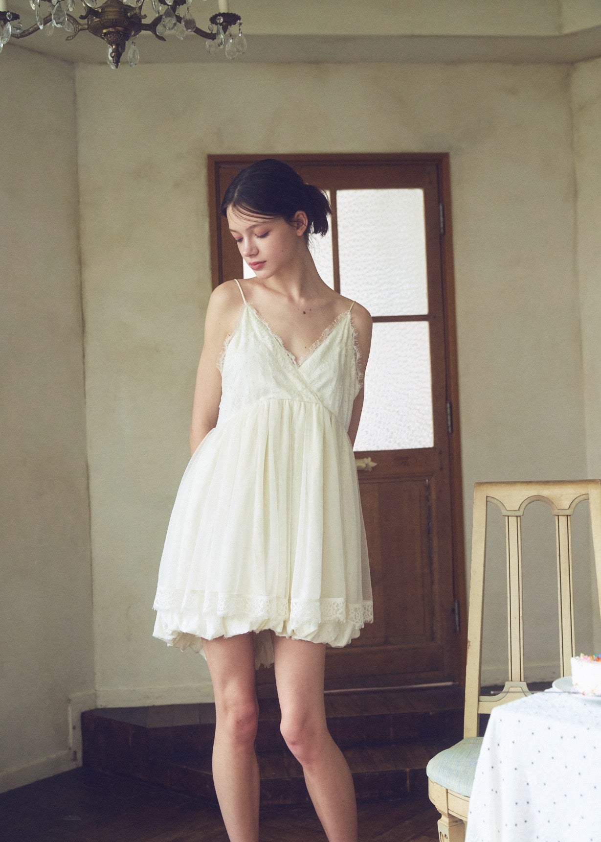 Stone Damage Balloon Dress