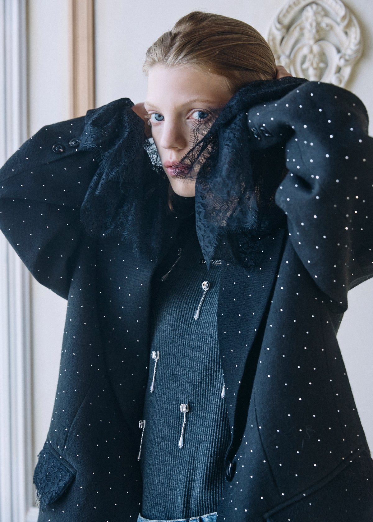 【予約商品】2WAY Bijou Lace Jacket