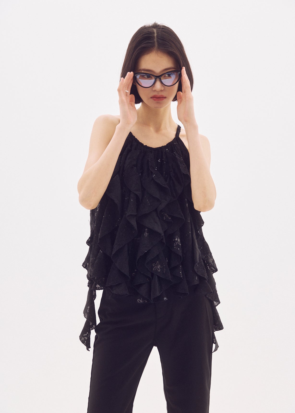 Spangle Lace Ruffle Top