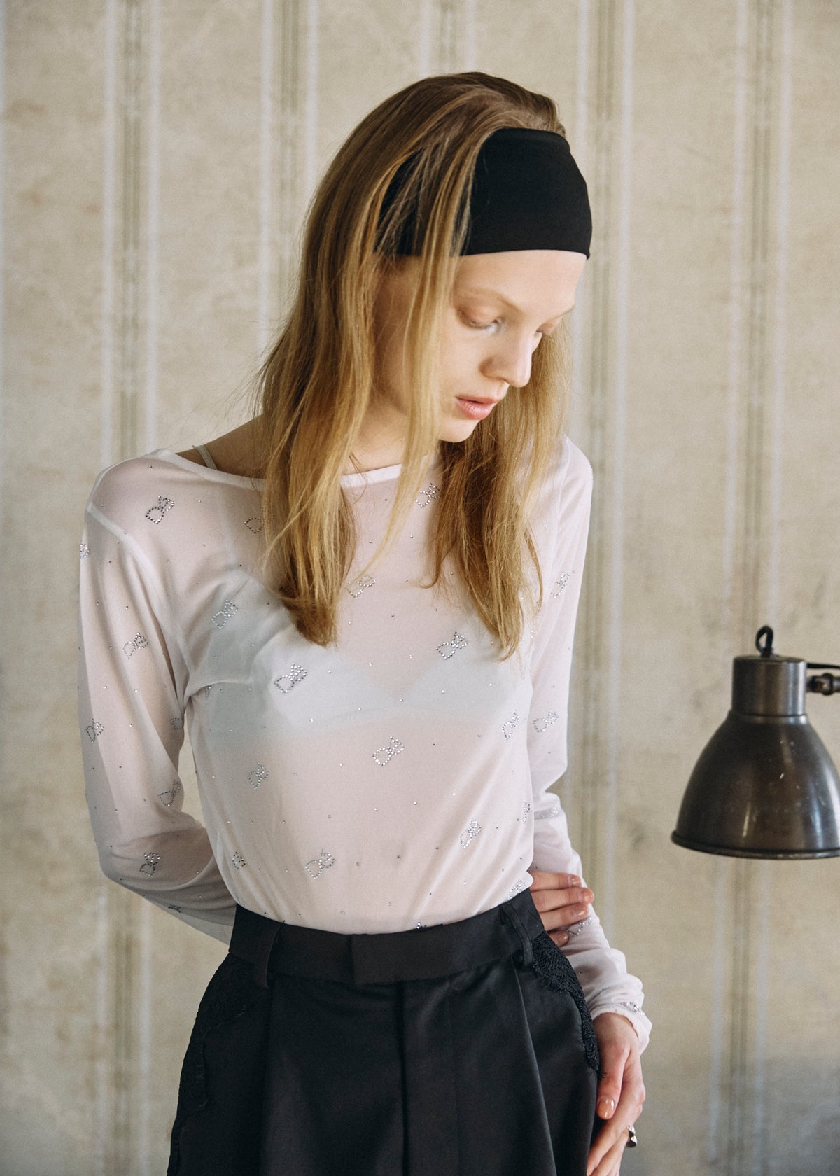 【予約商品】Crystal Logo Sheer Top