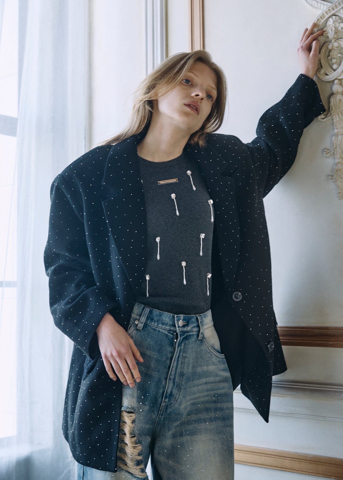【予約商品】2WAY Bijou Lace Jacket