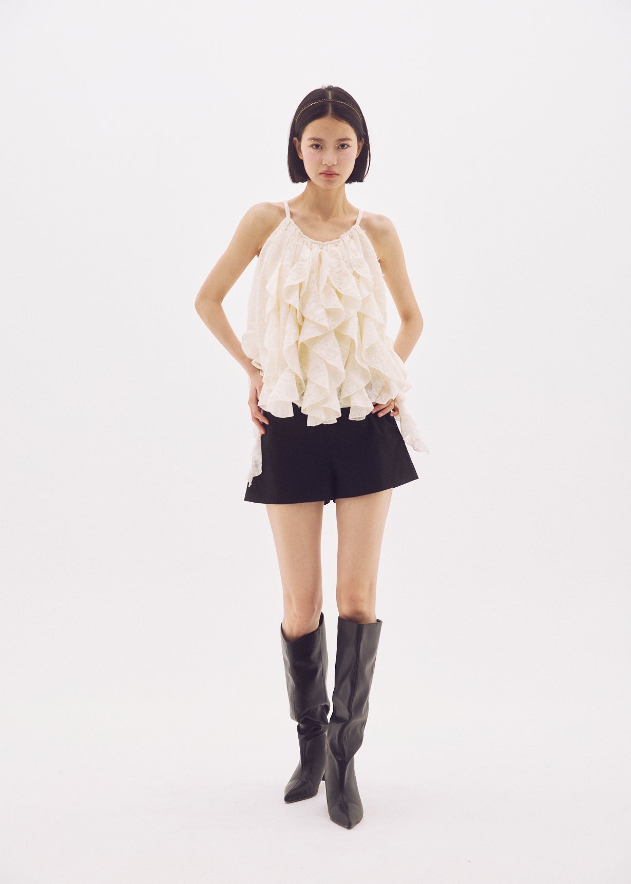 Spangle Lace Ruffle Top