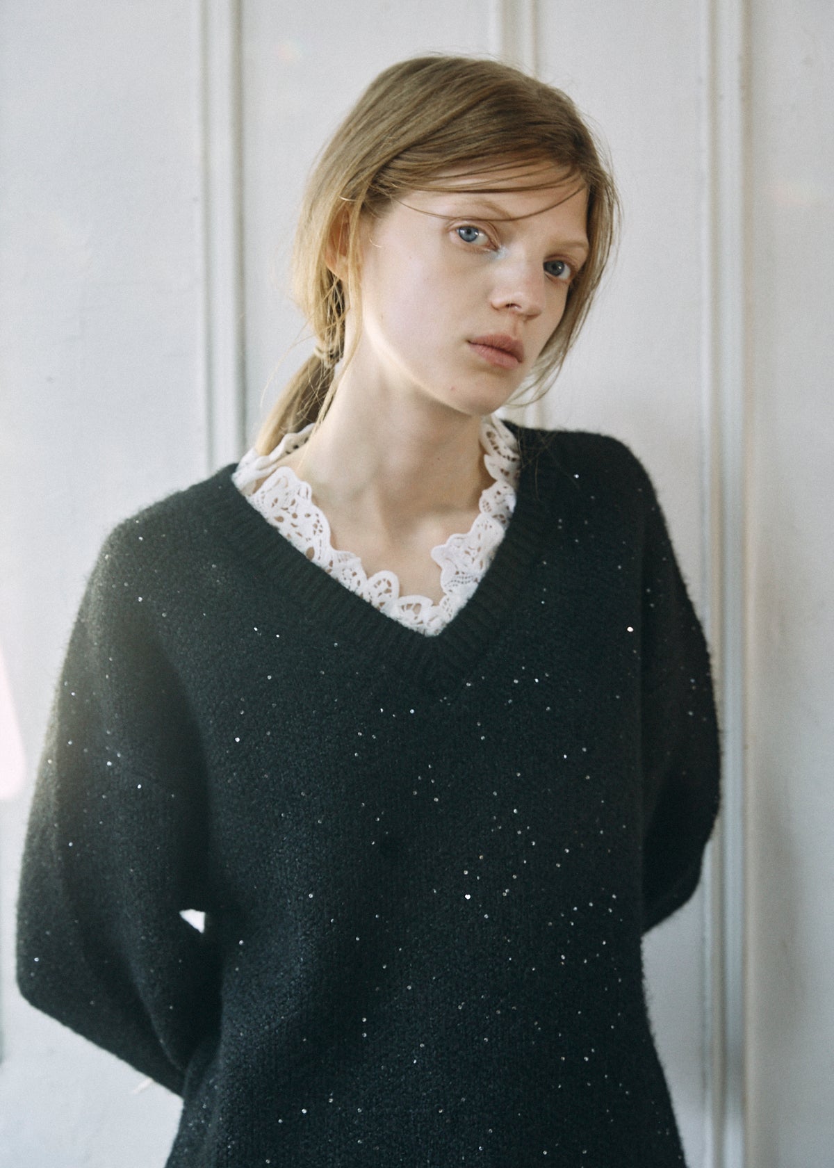 【予約商品】Lace Sparkle Oversized Knit