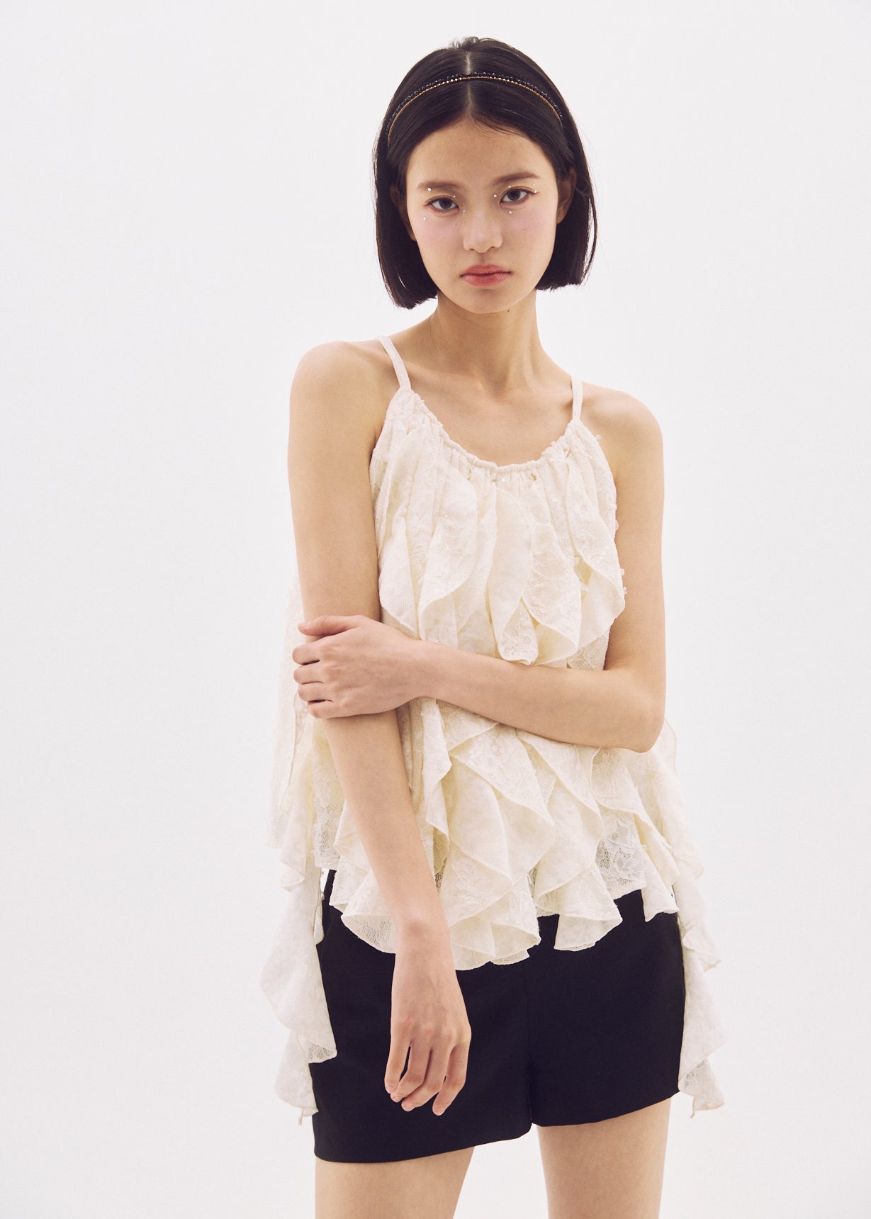 Spangle Lace Ruffle Top