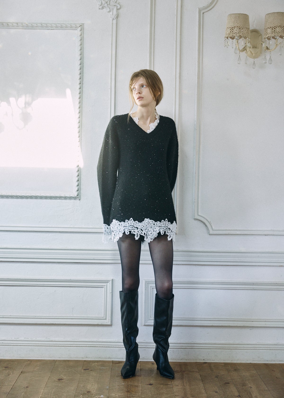 【予約商品】Lace Sparkle Oversized Knit