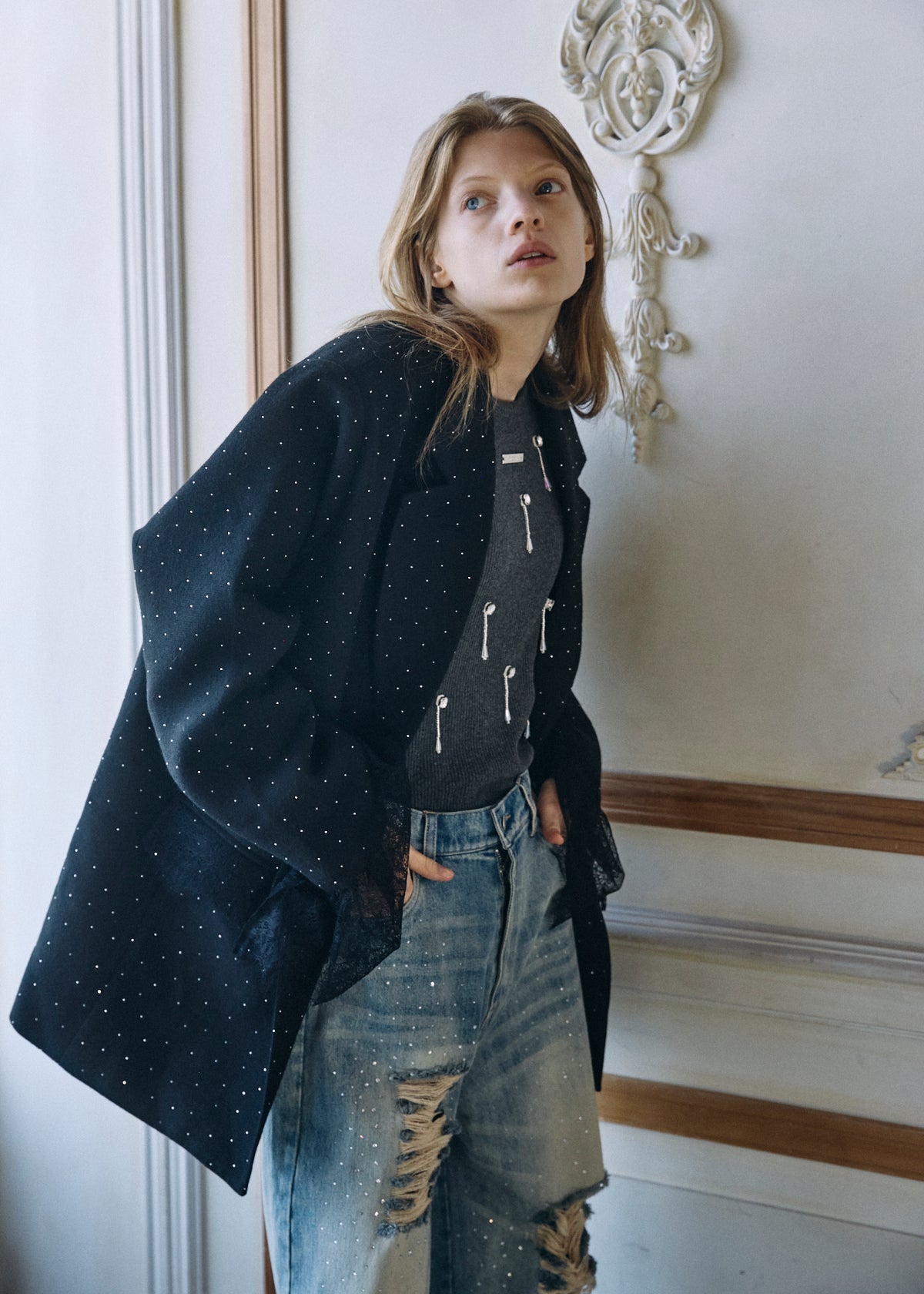 【予約商品】2WAY Bijou Lace Jacket