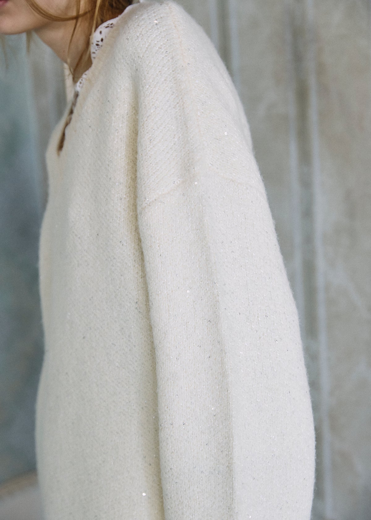 【予約商品】Lace Sparkle Oversized Knit
