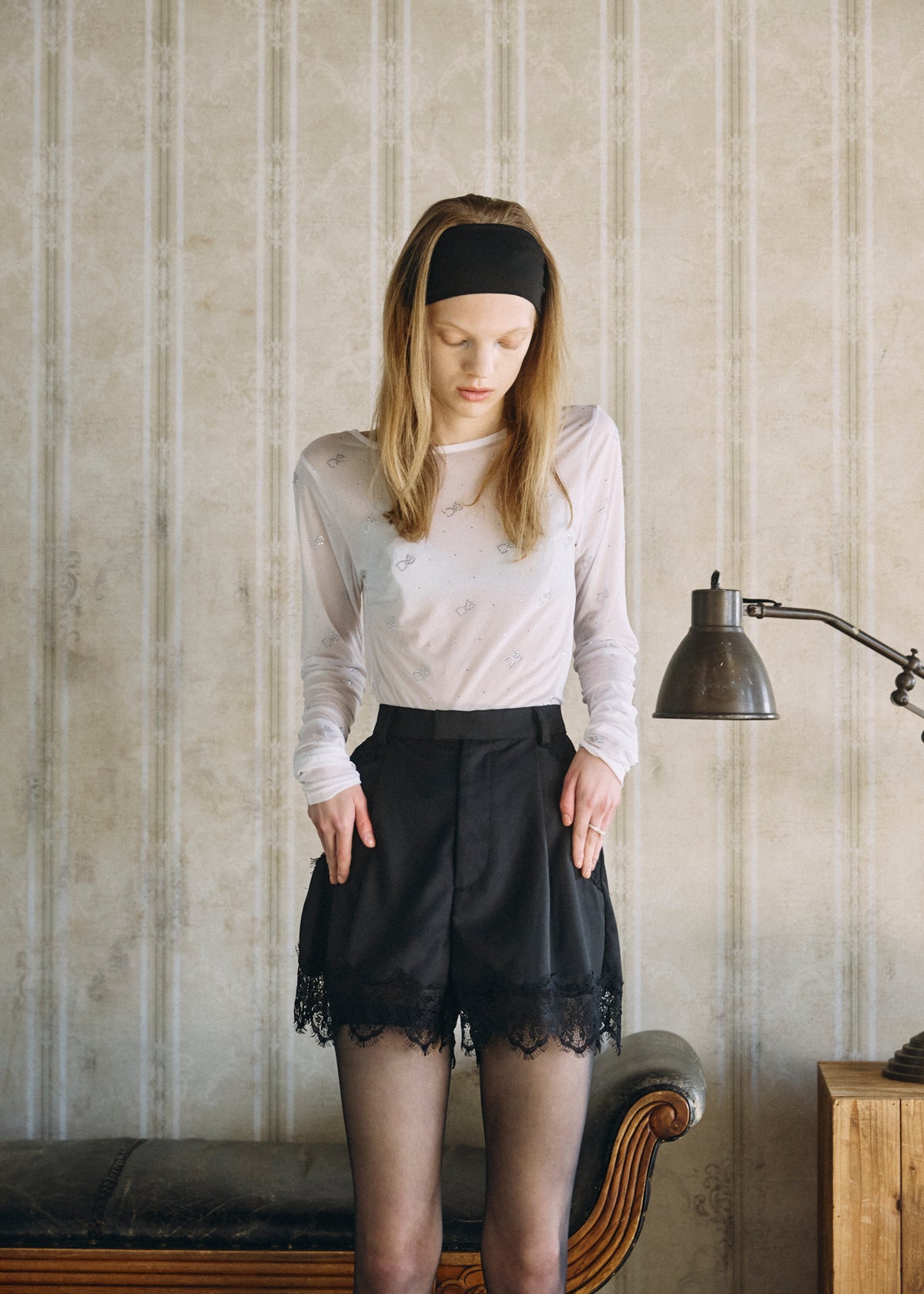 【予約商品】Crystal Logo Sheer Top