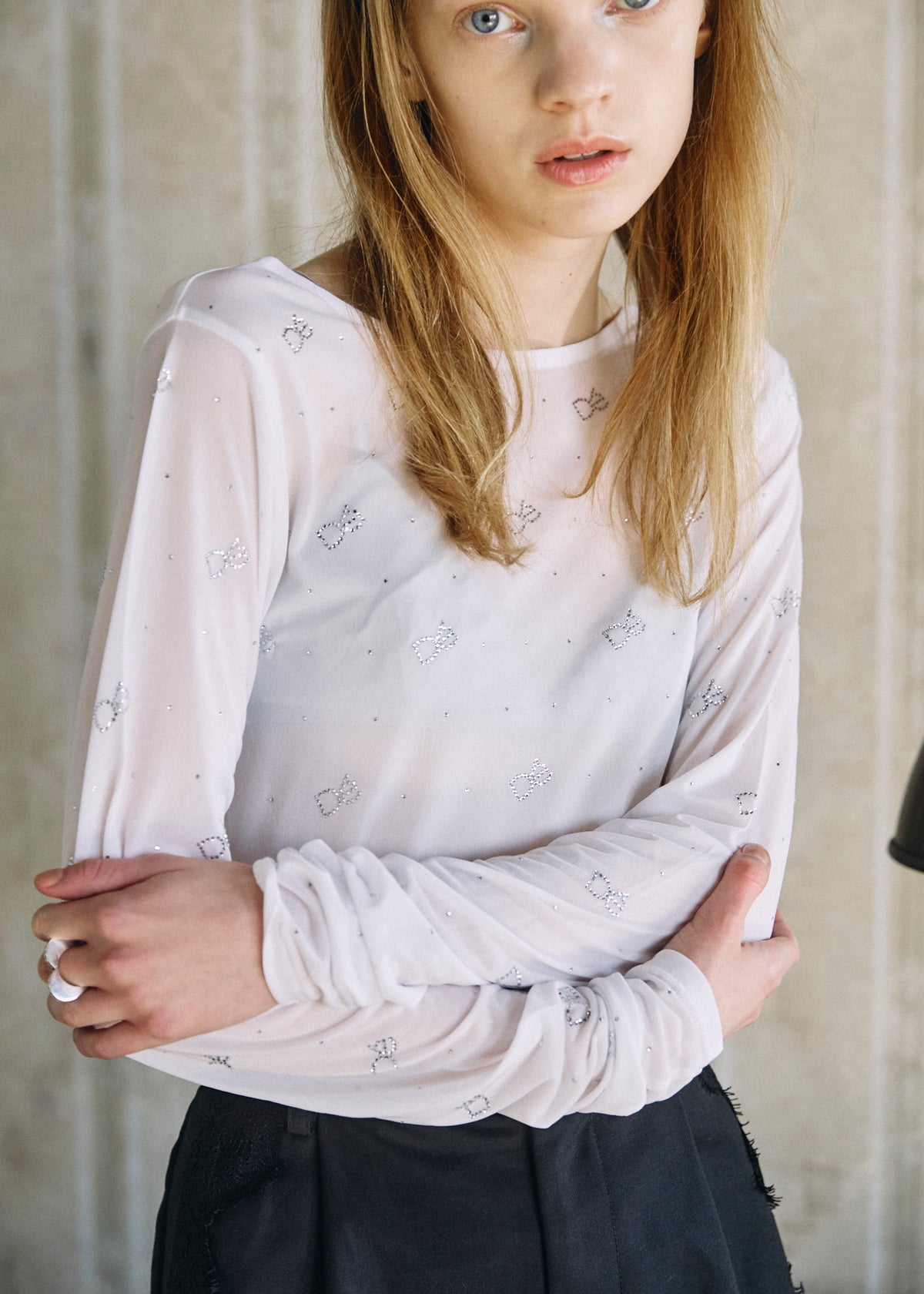 【予約商品】Crystal Logo Sheer Top