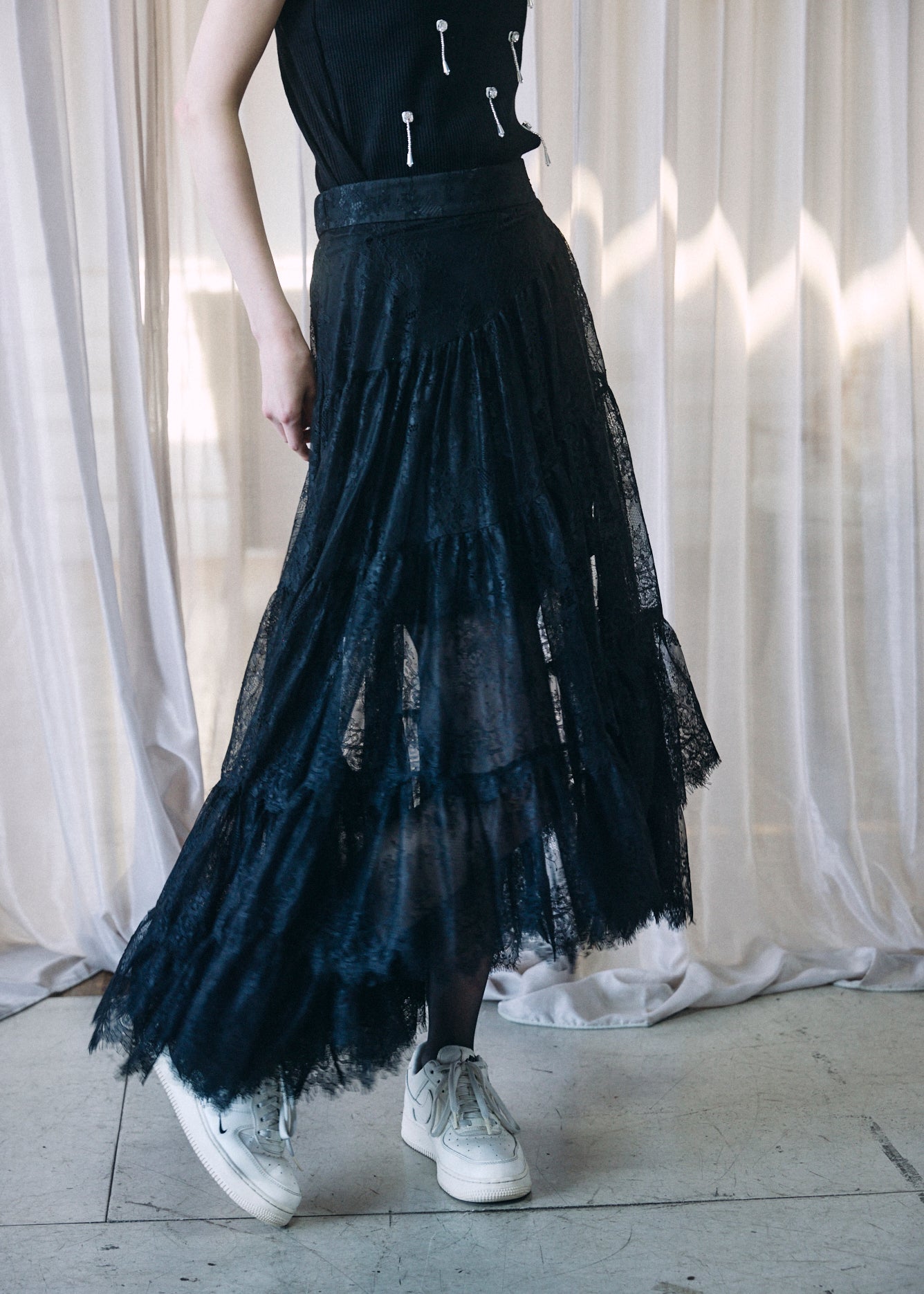 Asymmetric Lace Skirt