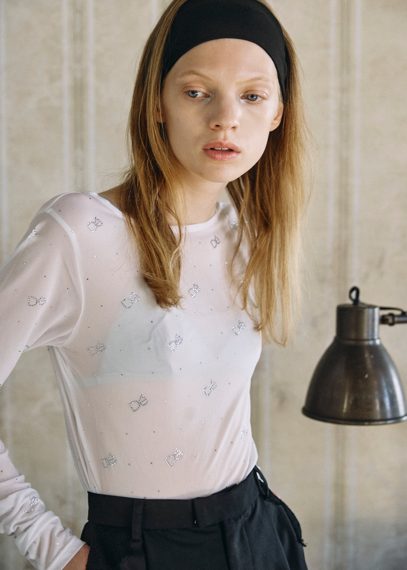 【予約商品】Crystal Logo Sheer Top