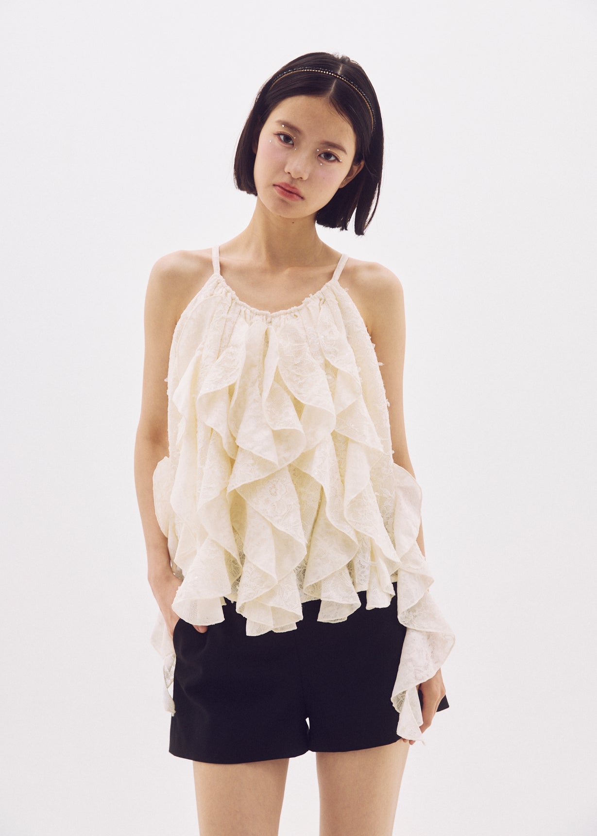 Spangle Lace Ruffle Top