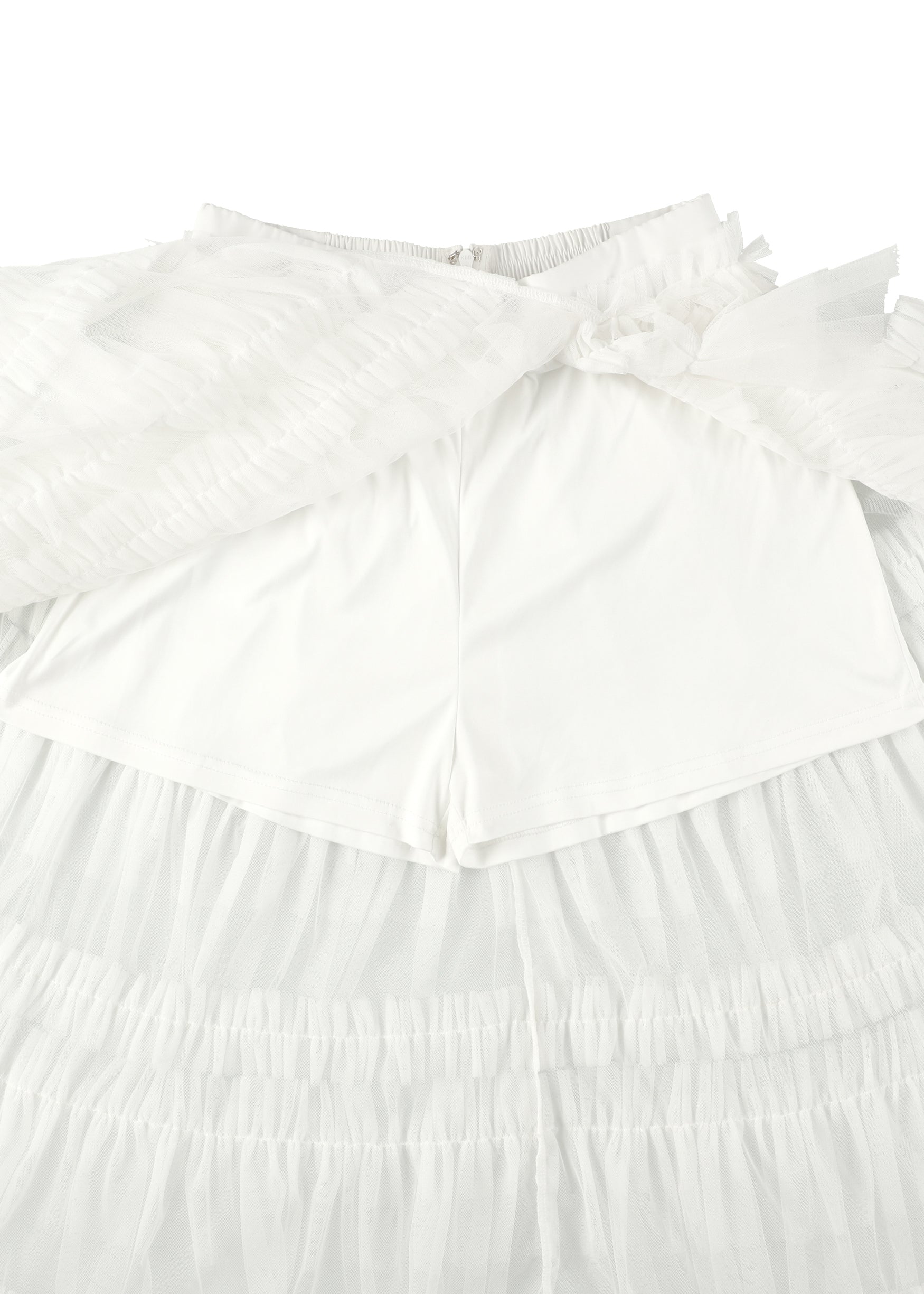 Slit Frilled Tulle Skirt
