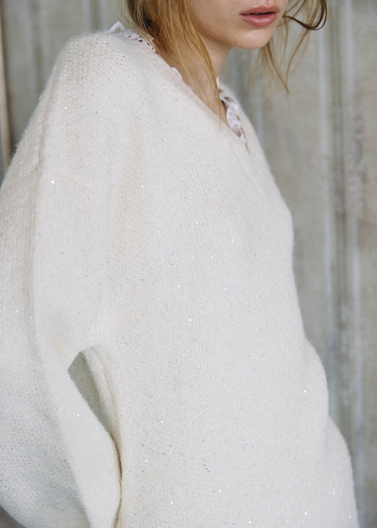 【予約商品】Lace Sparkle Oversized Knit