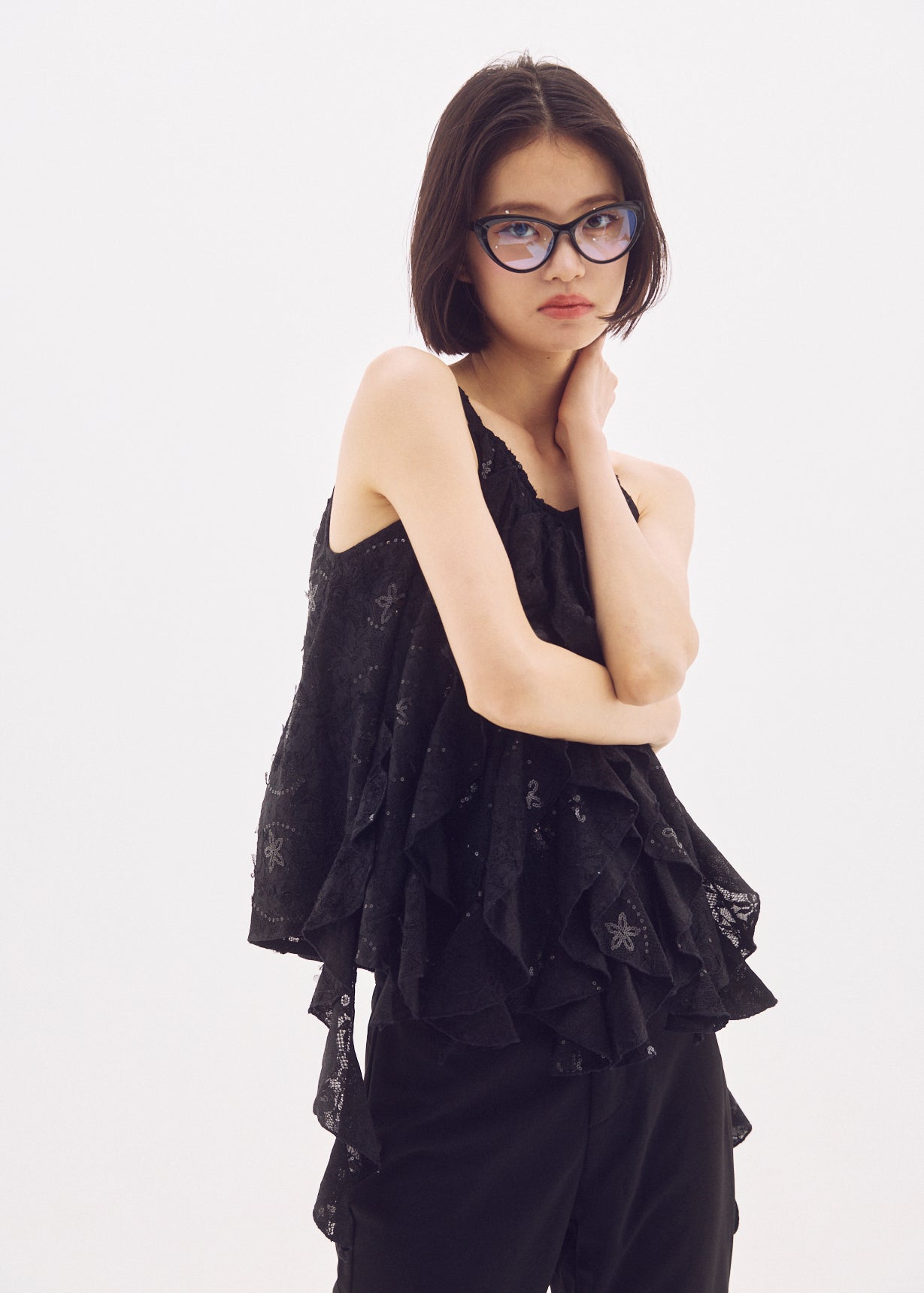 Spangle Lace Ruffle Top
