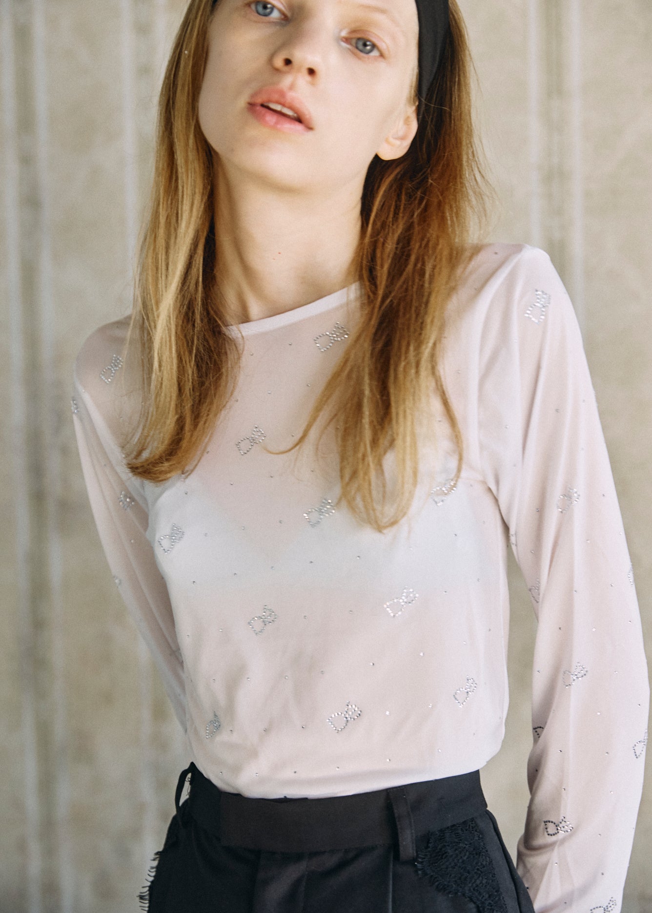 【予約商品】Crystal Logo Sheer Top