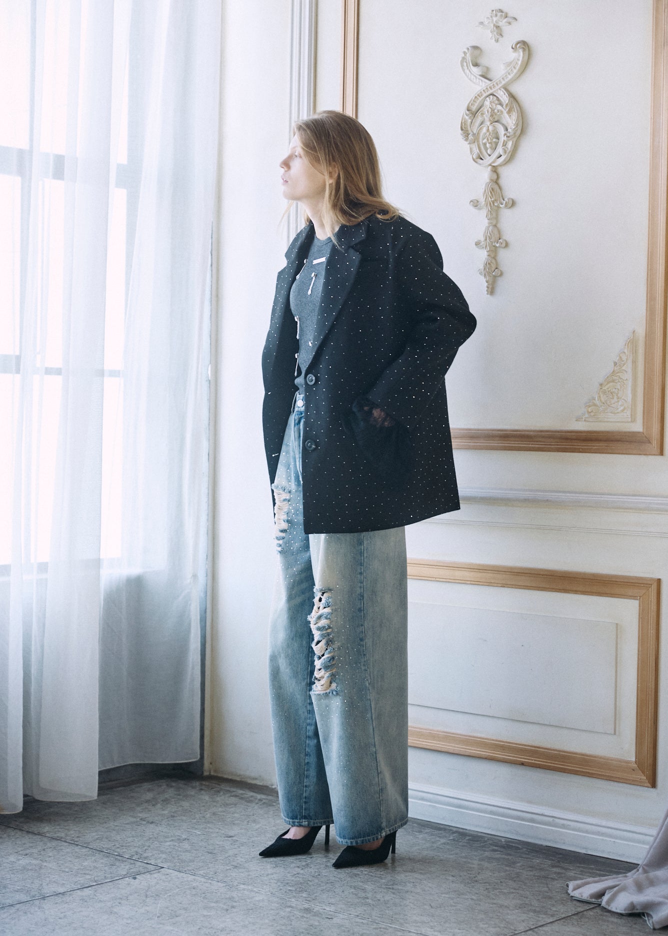 【予約商品】2WAY Bijou Lace Jacket