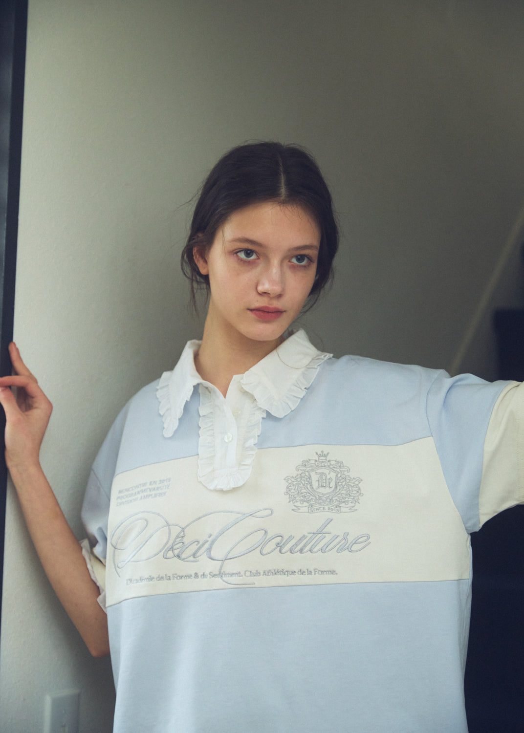 Logo Embroidery Two-Tone Rugby Shirt