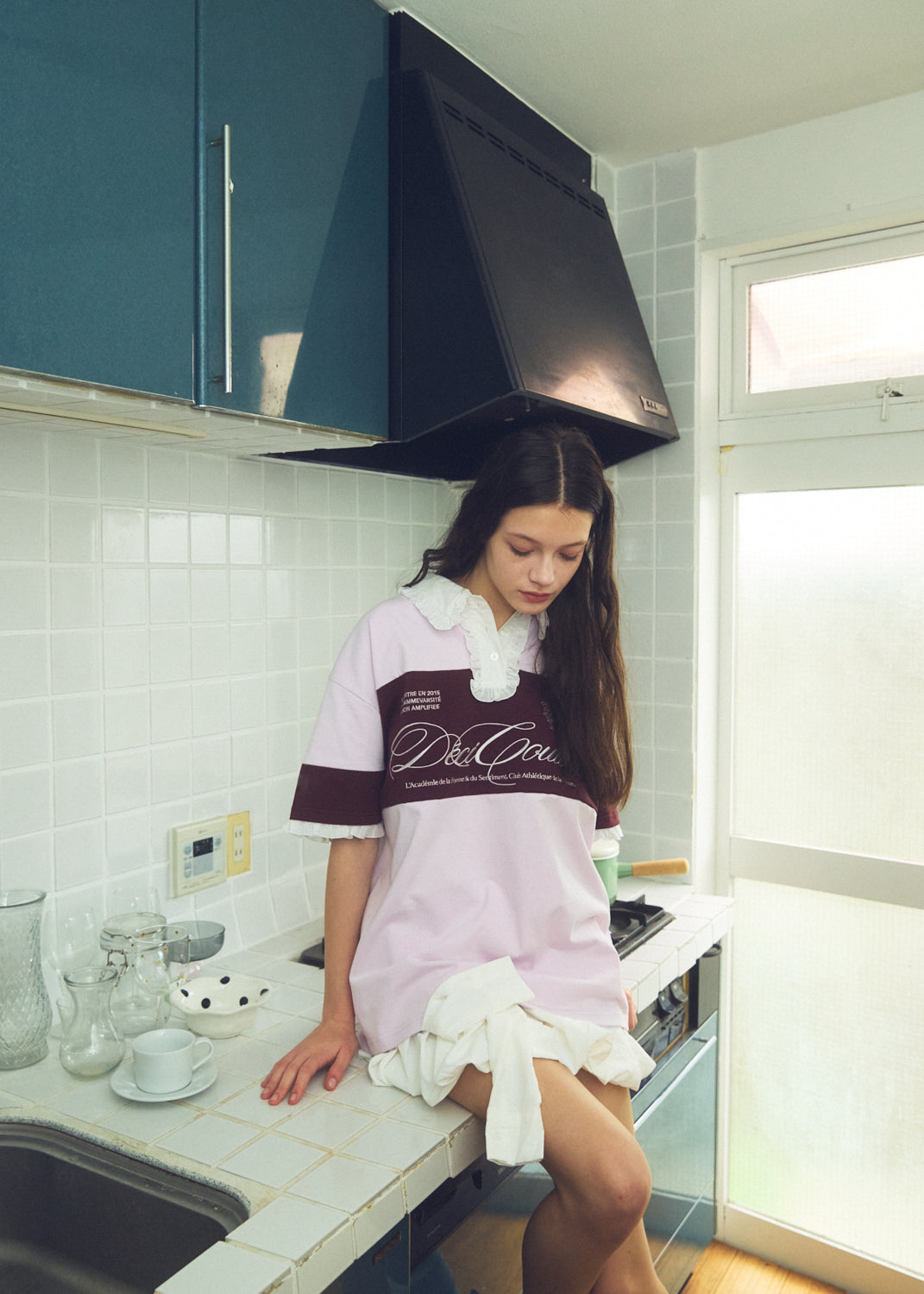 Logo Embroidery Two-Tone Rugby Shirt
