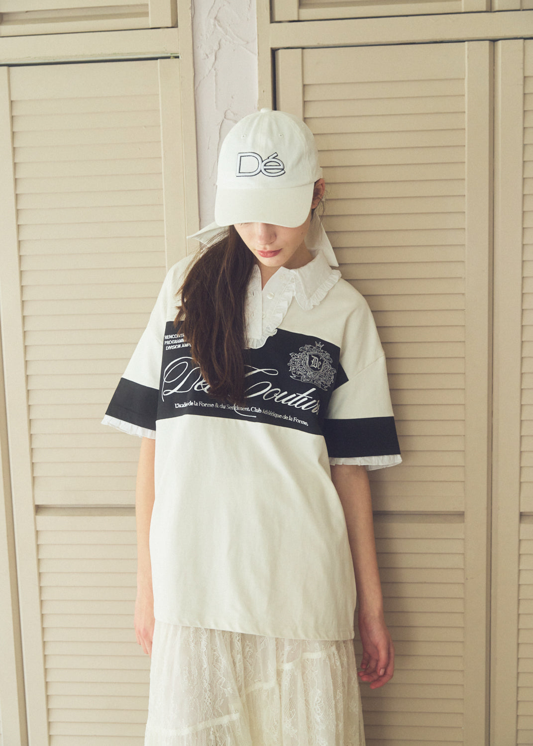 Logo Embroidery Two-Tone Rugby Shirt
