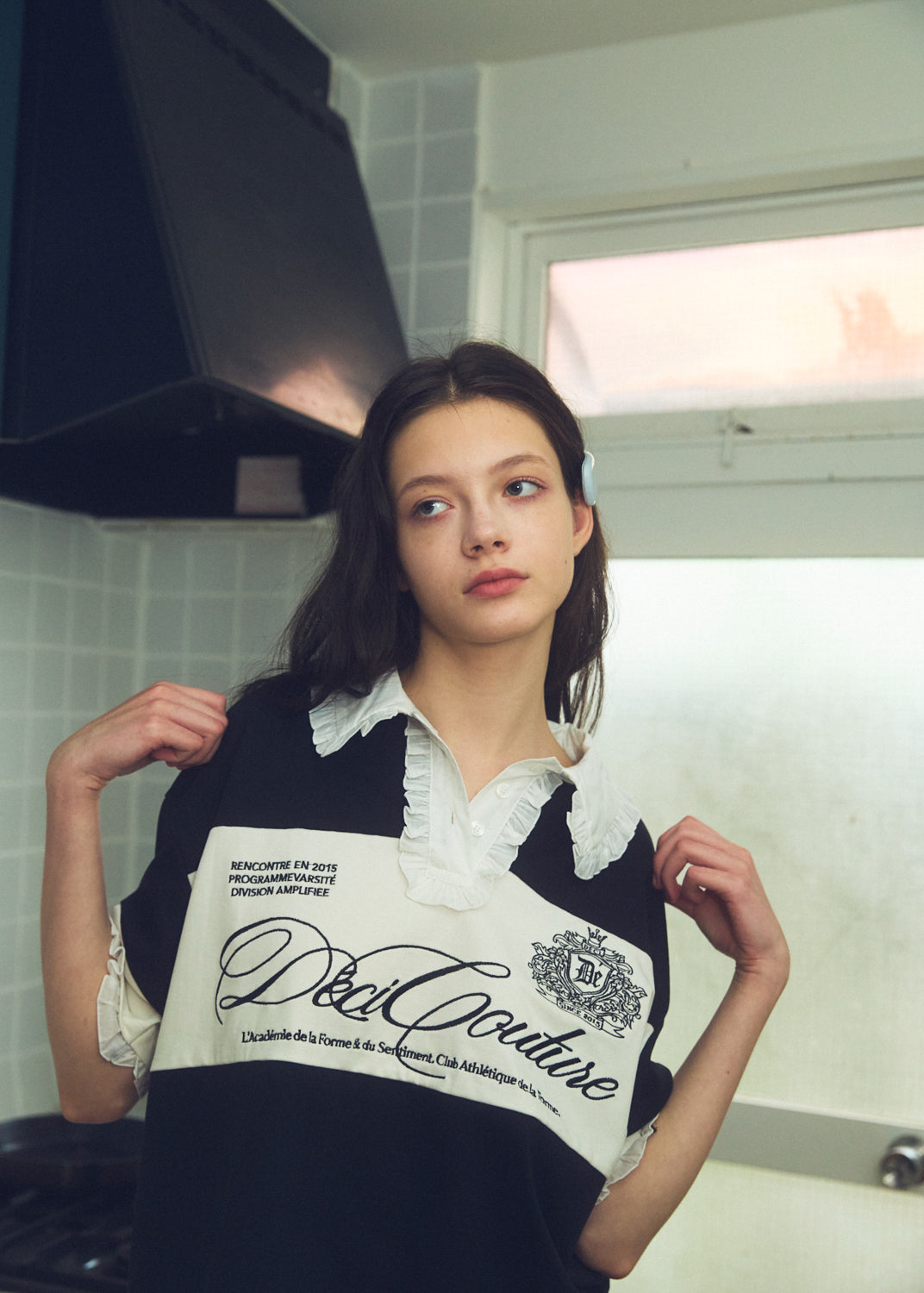 Logo Embroidery Two-Tone Rugby Shirt