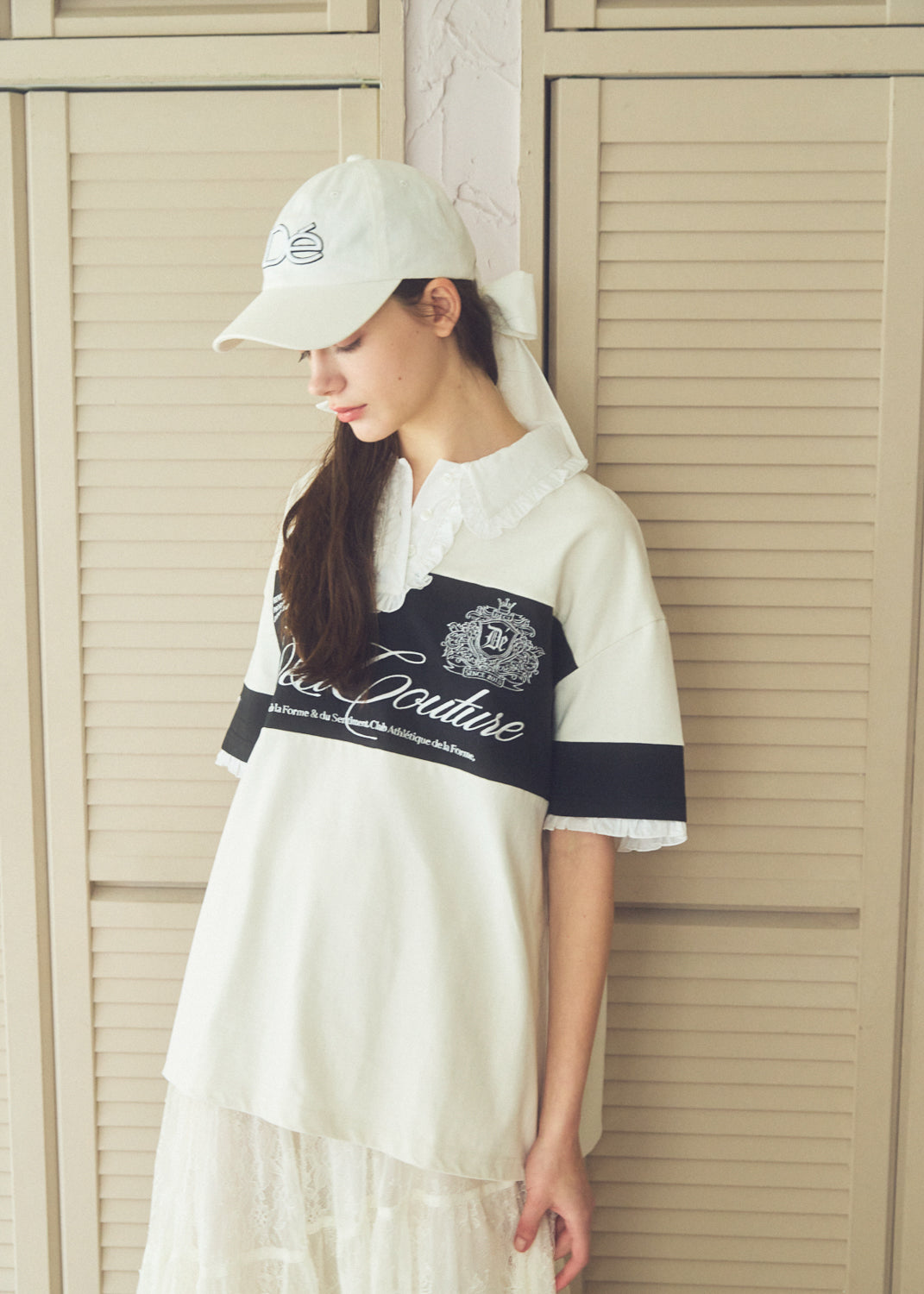Logo Embroidery Two-Tone Rugby Shirt