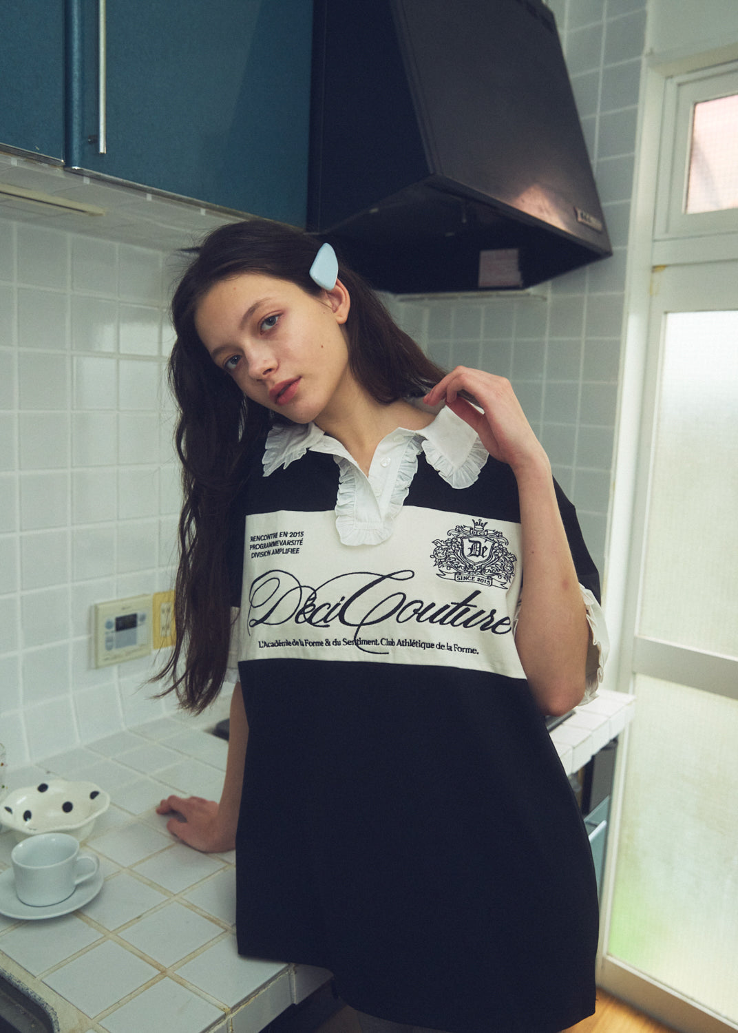 Logo Embroidery Two-Tone Rugby Shirt