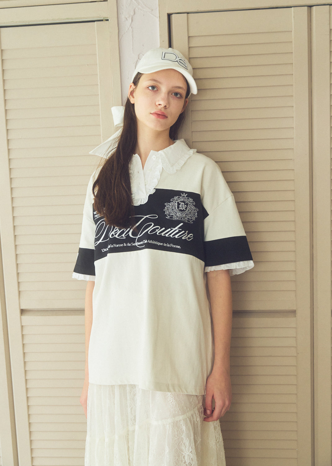 Logo Embroidery Two-Tone Rugby Shirt