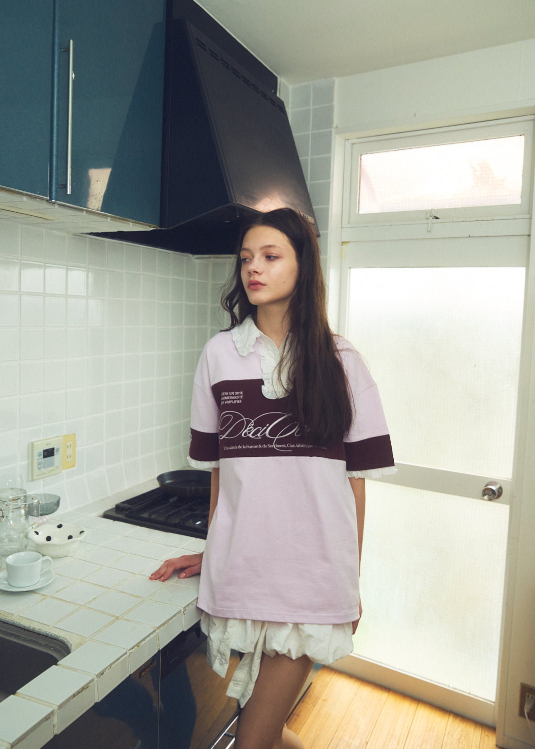 Logo Embroidery Two-Tone Rugby Shirt