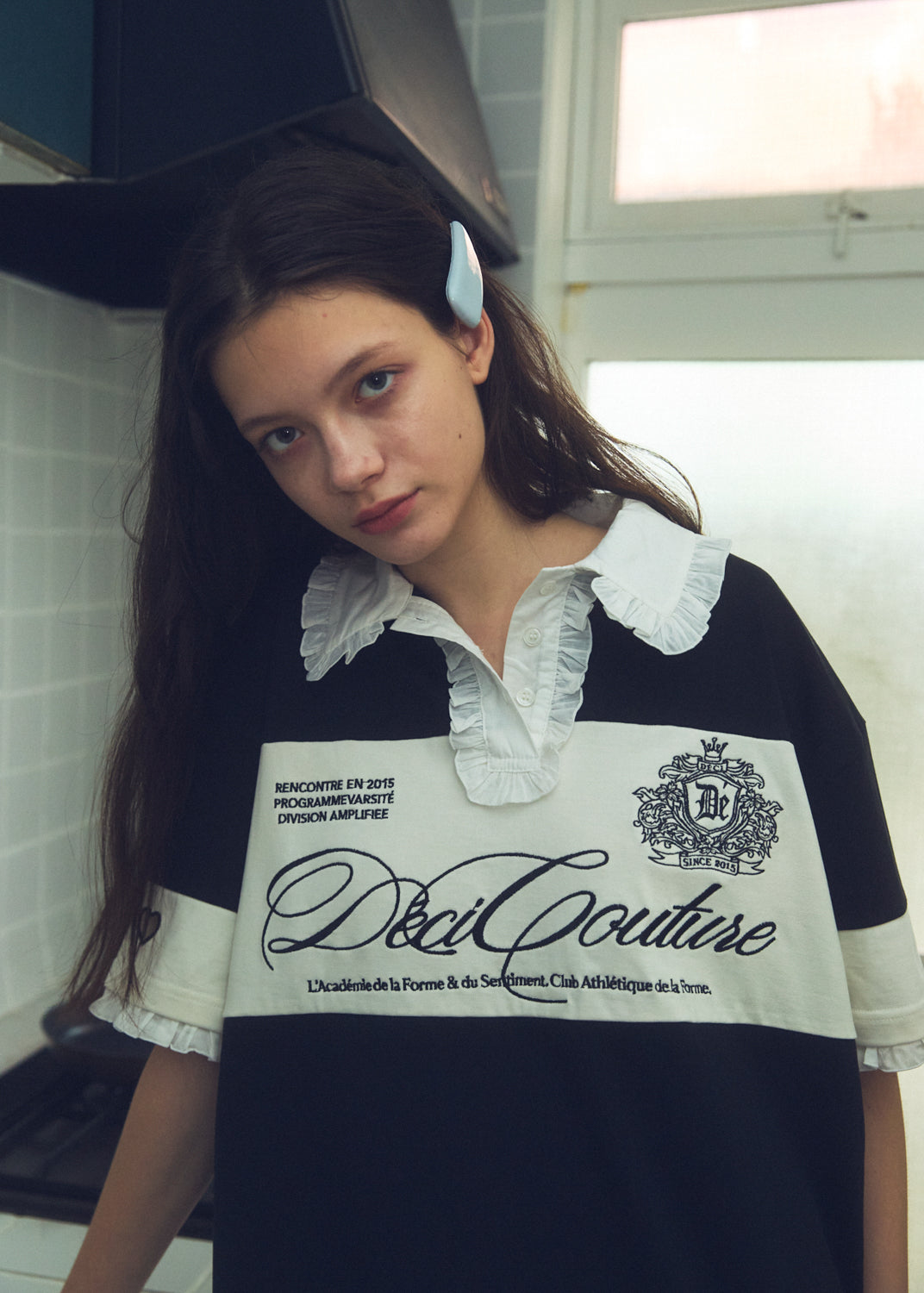 Logo Embroidery Two-Tone Rugby Shirt