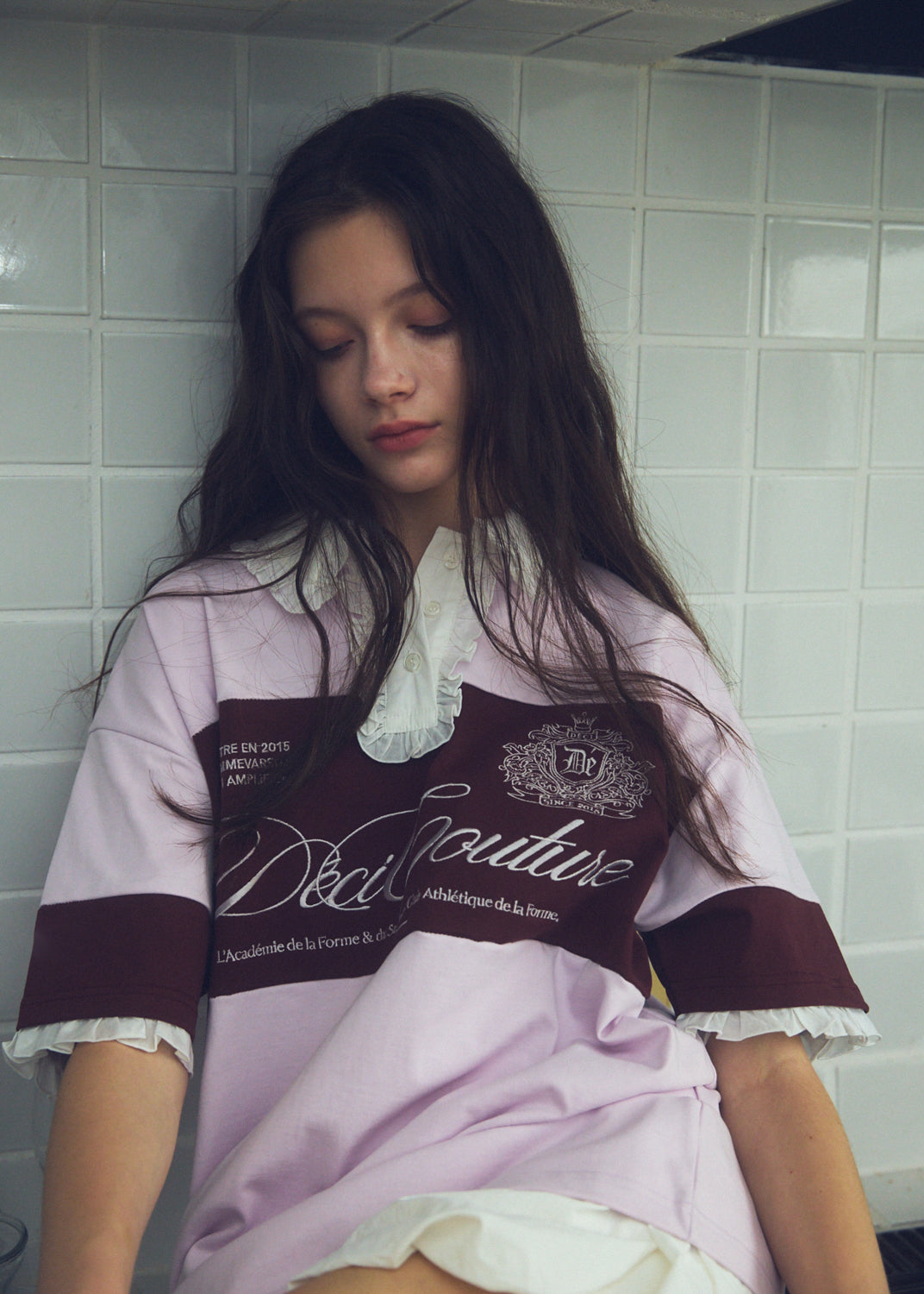 Logo Embroidery Two-Tone Rugby Shirt