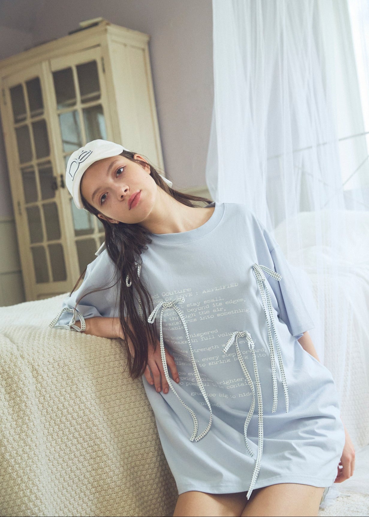Dot Ribbon Print T-Shirt