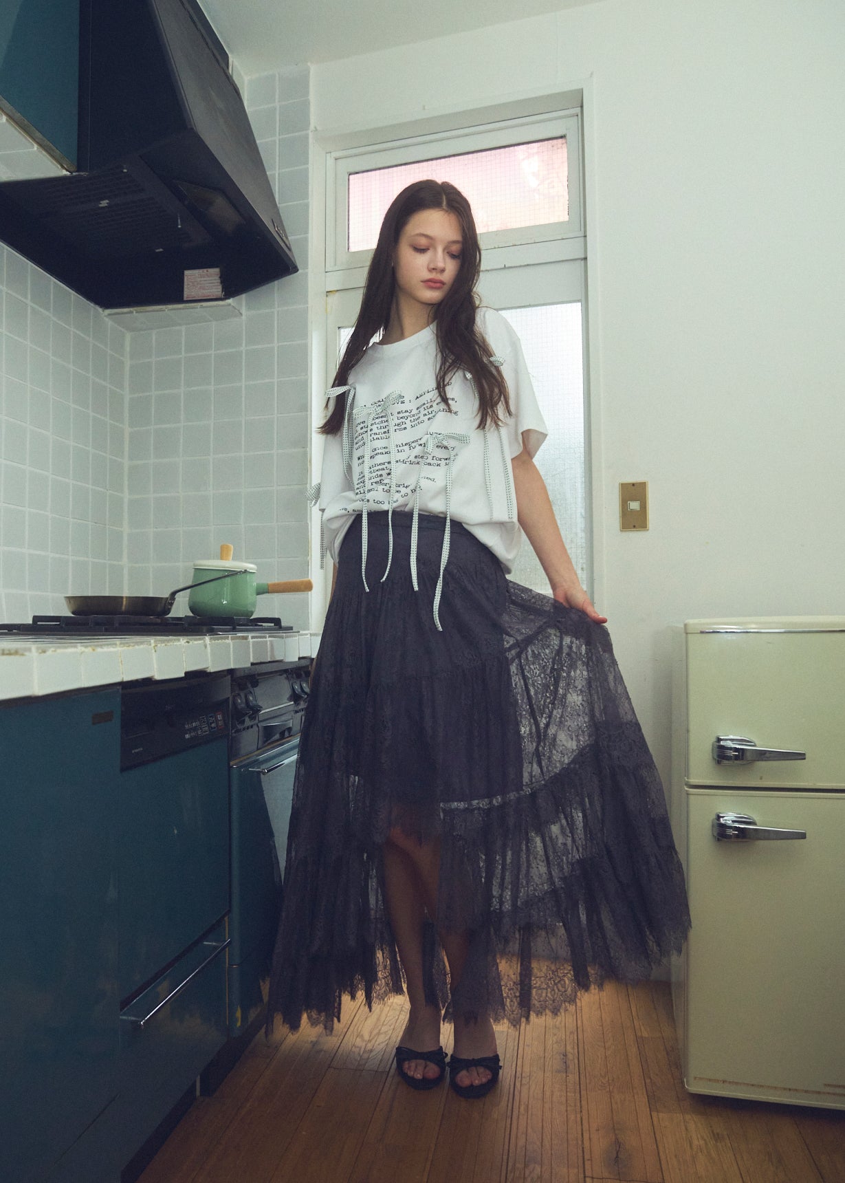 Dot Ribbon Print T-Shirt