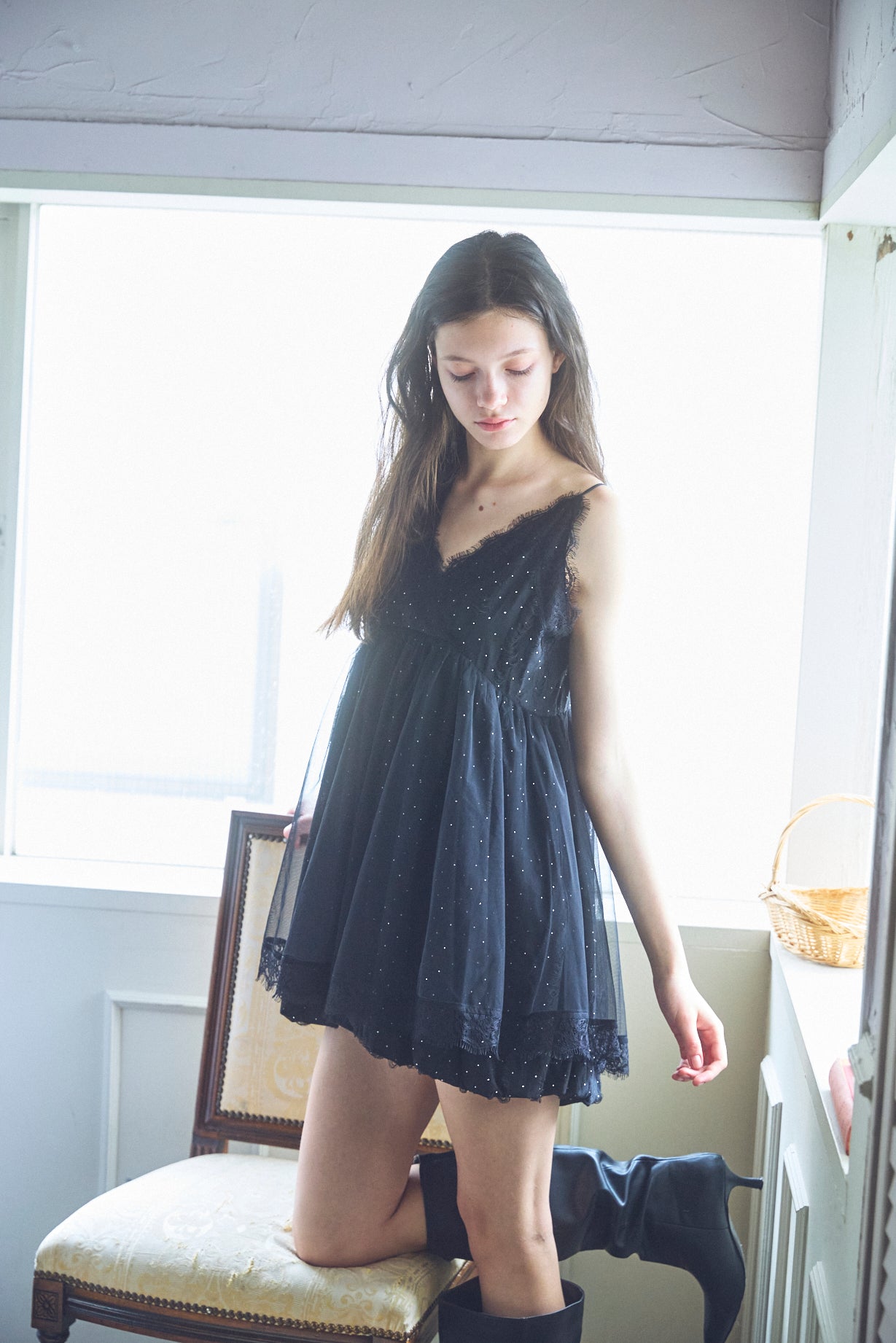 Stone Damage Balloon Dress