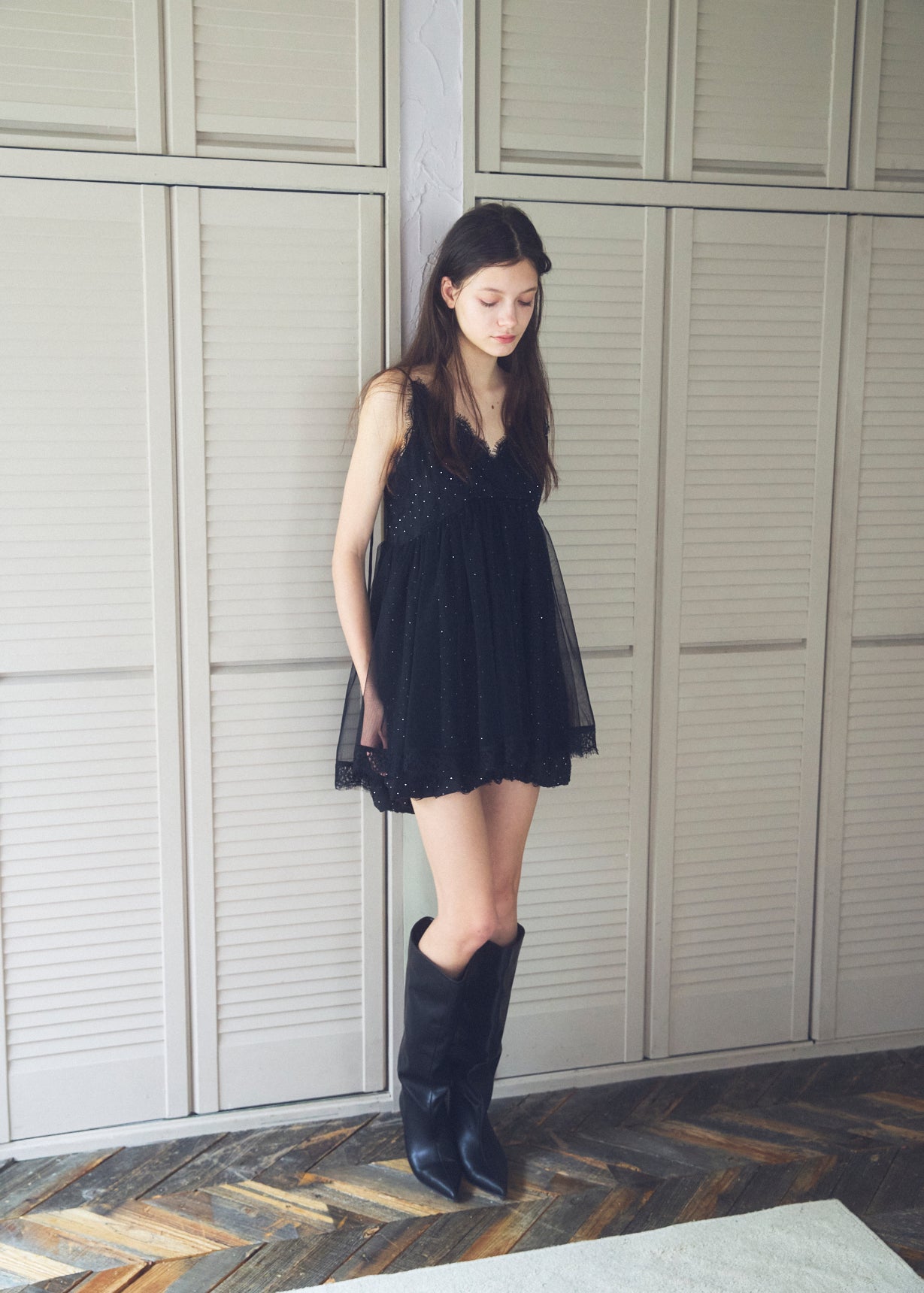Stone Damage Balloon Dress
